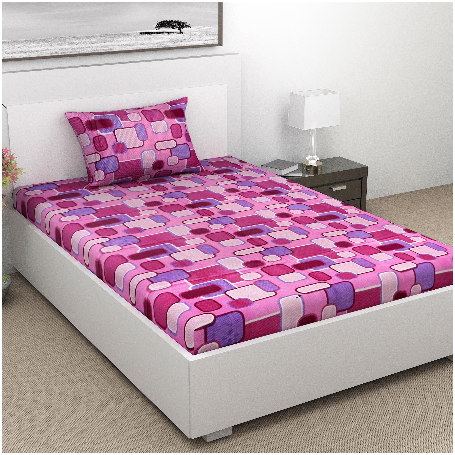 

ALIVE-Live The LIFE Cotton Abstract Single Size Bedsheet 144 TC ( 1 Bedsheet With 1 Pillow Covers Multi )
