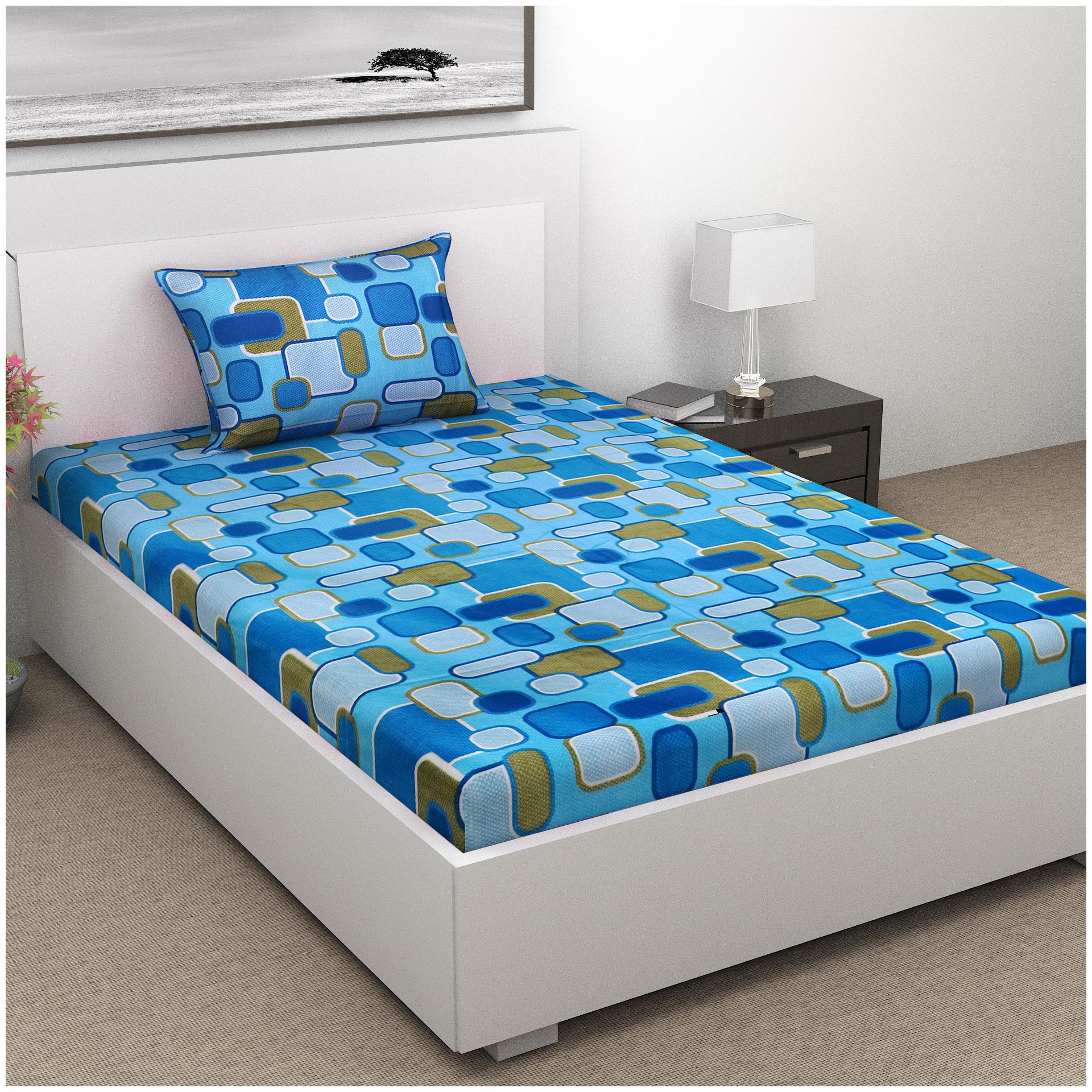

ALIVE-Live The LIFE Cotton Abstract Single Size Bedsheet 144 TC ( 1 Bedsheet With 1 Pillow Covers Multi )