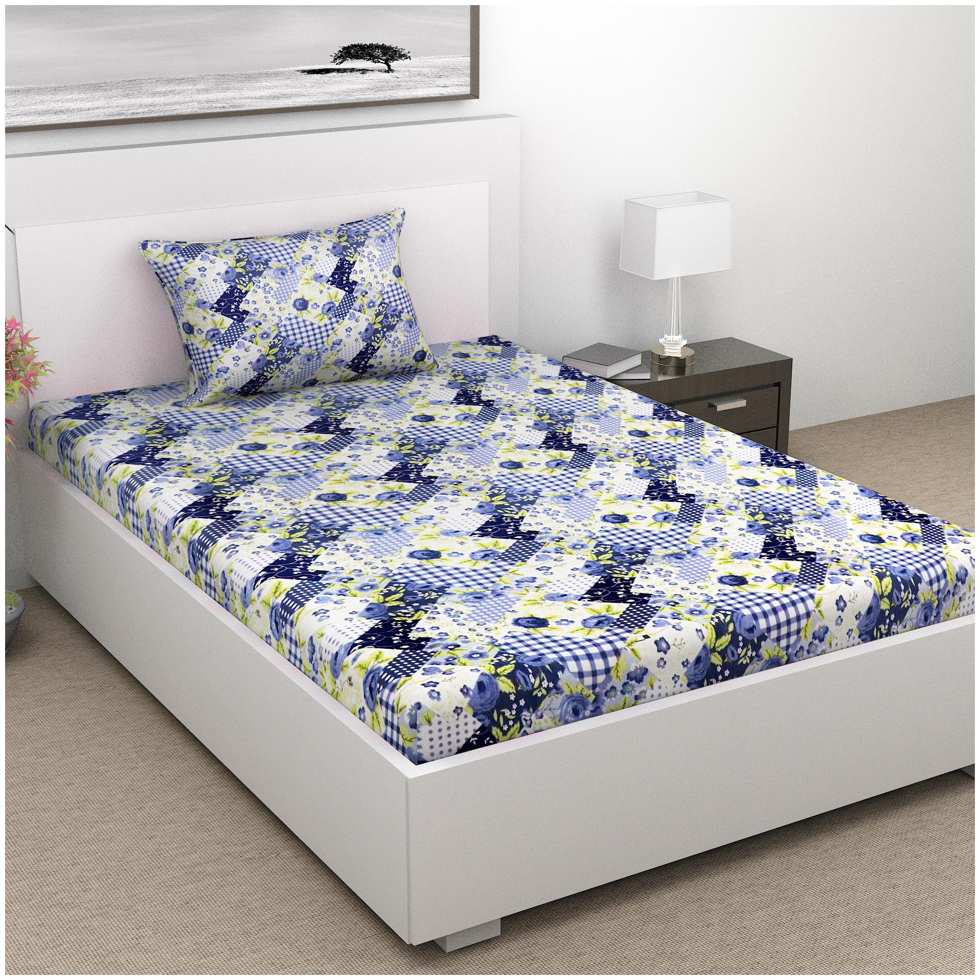 

ALIVE-Live The LIFE Cotton Abstract Single Size Bedsheet 144 TC ( 1 Bedsheet With 1 Pillow Covers Multi )