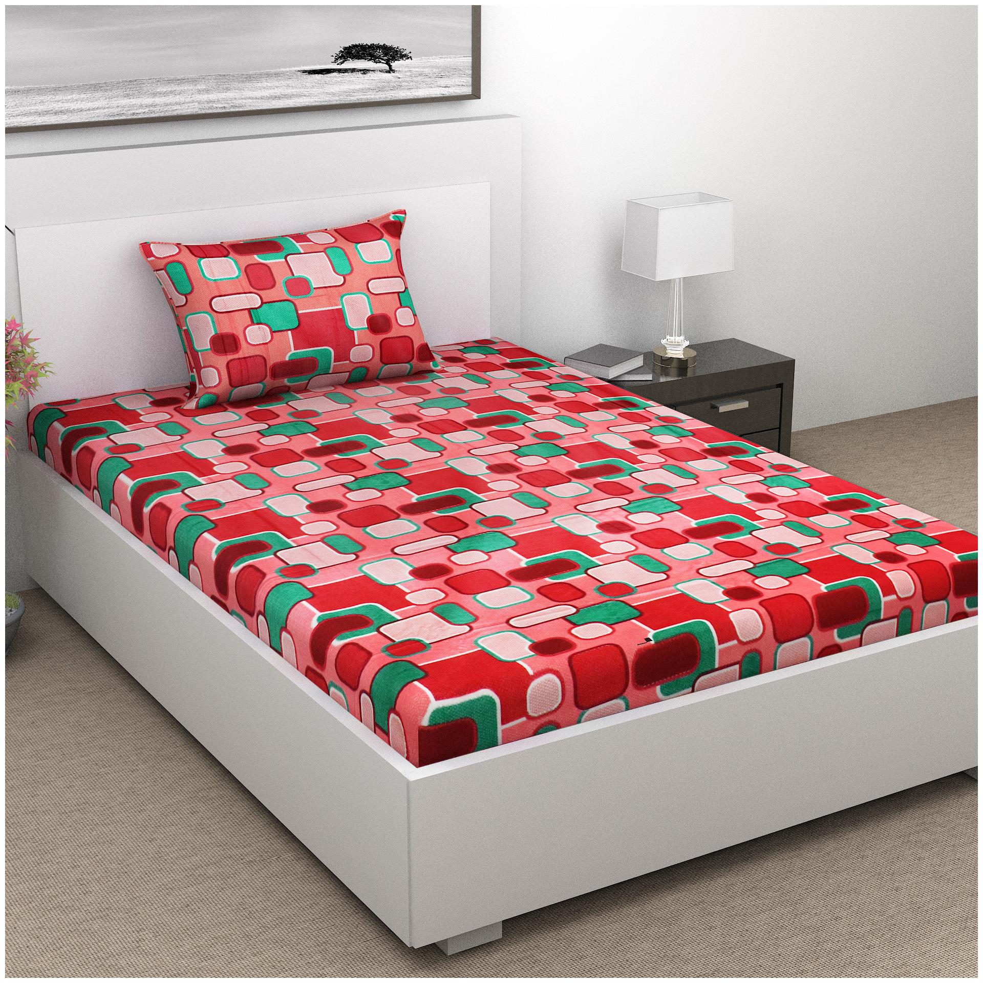 

ALIVE-Live The LIFE Cotton Abstract Single Size Bedsheet 144 TC ( 1 Bedsheet With 1 Pillow Covers Multi )