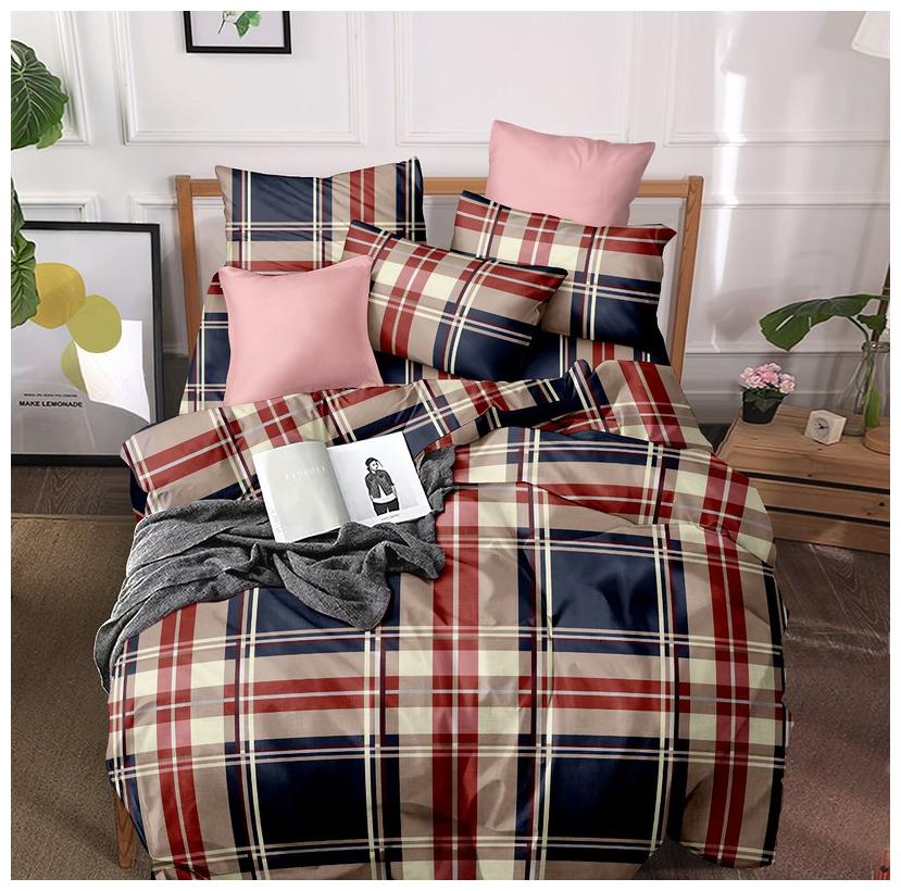 

ALLIANCE Cotton Checkered King Size Bedsheet 400 TC ( 1 Bedsheet With 2 Pillow Covers Multi )