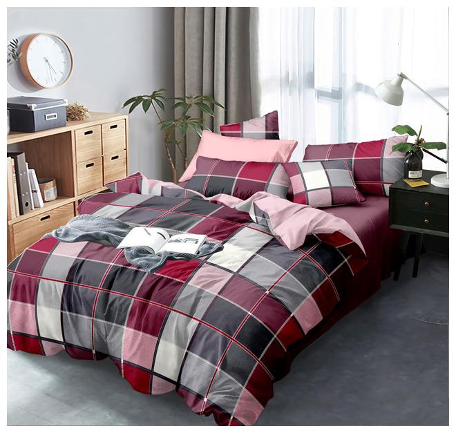 

ALLIANCE Cotton Checkered King Size Bedsheet 400 TC ( 1 Bedsheet With 2 Pillow Covers Multi )