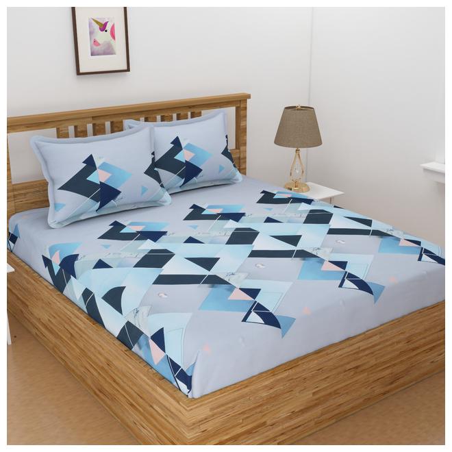 

ALLIANCE Cotton Geometric King Size Bedsheet 400 TC ( 1 Bedsheet With 2 Pillow Covers Multi )