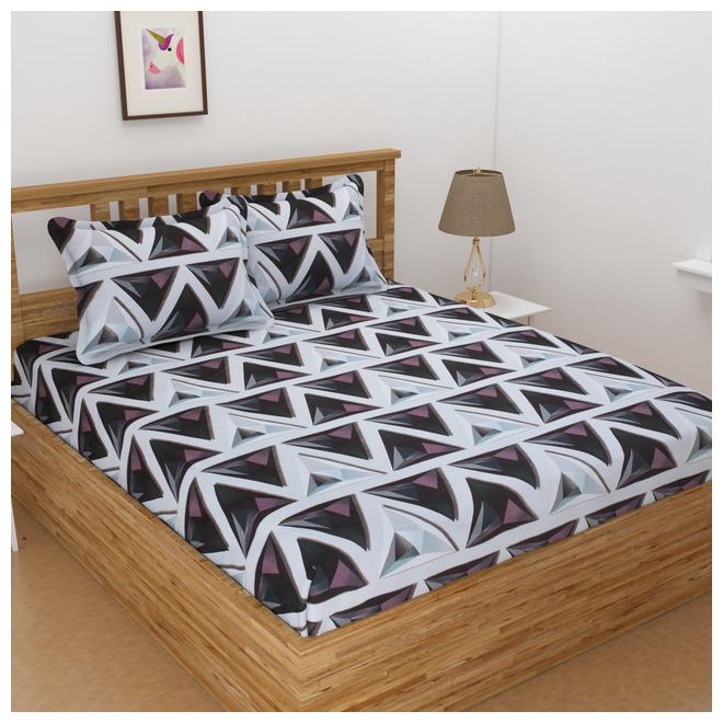 

ALLIANCE Cotton Geometric King Size Bedsheet 400 TC ( 1 Bedsheet With 2 Pillow Covers Multi )