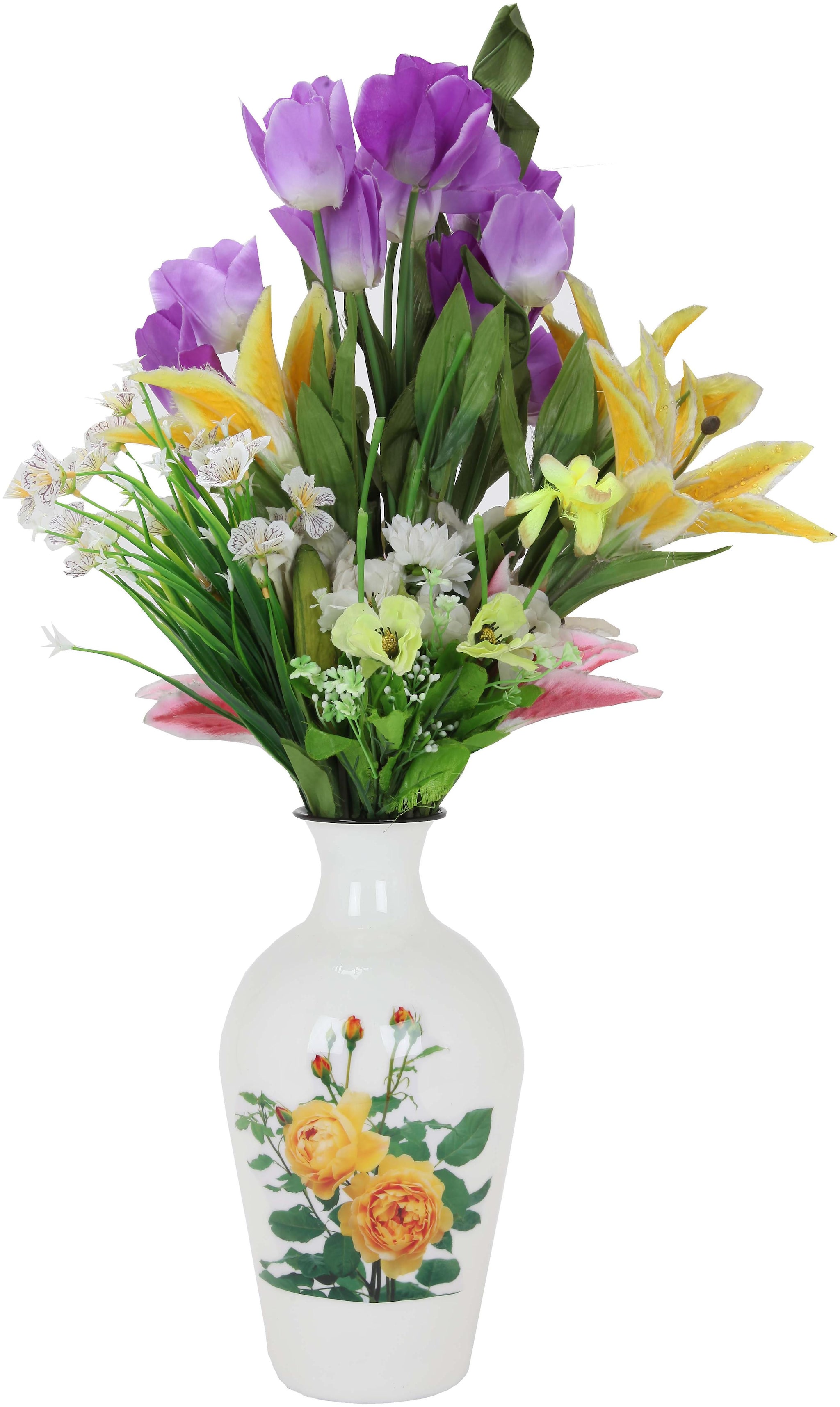 

Alnico Decor Metallic Yellow Flower Finish Vase- Unbreakable