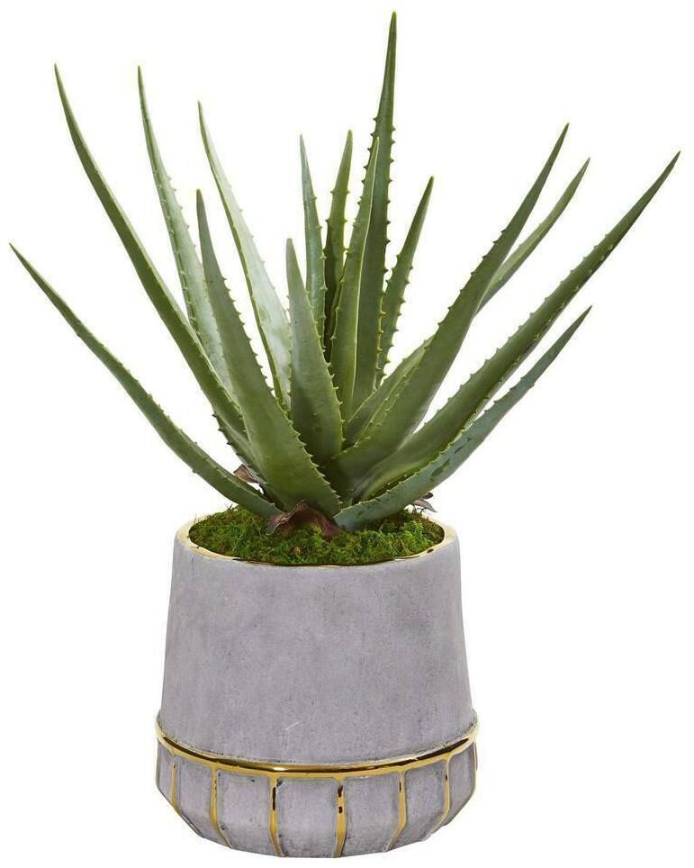 

Aloe Artificial Plant in Stoneware Planter Nearly Natural 20 Home Decoration