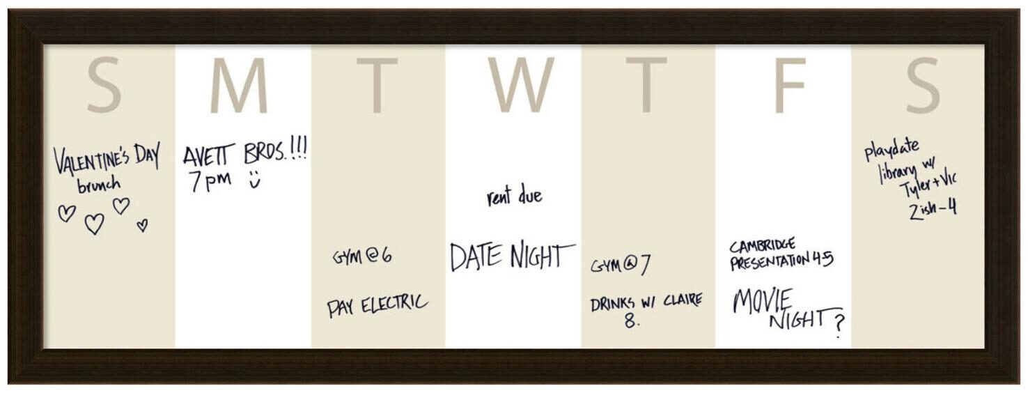

Amanti Art DSWDEB3814 Cream Black 38 X 14 Framed Glass Dry Erase Board