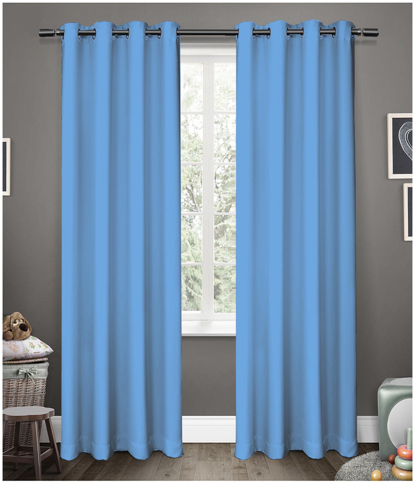 

American-Elm Glorious SkyBlue Grommet 2 Panel Light Blocking Blackout Curtains Door- (137 cm (54 inch) x 213 cm (84 inch))