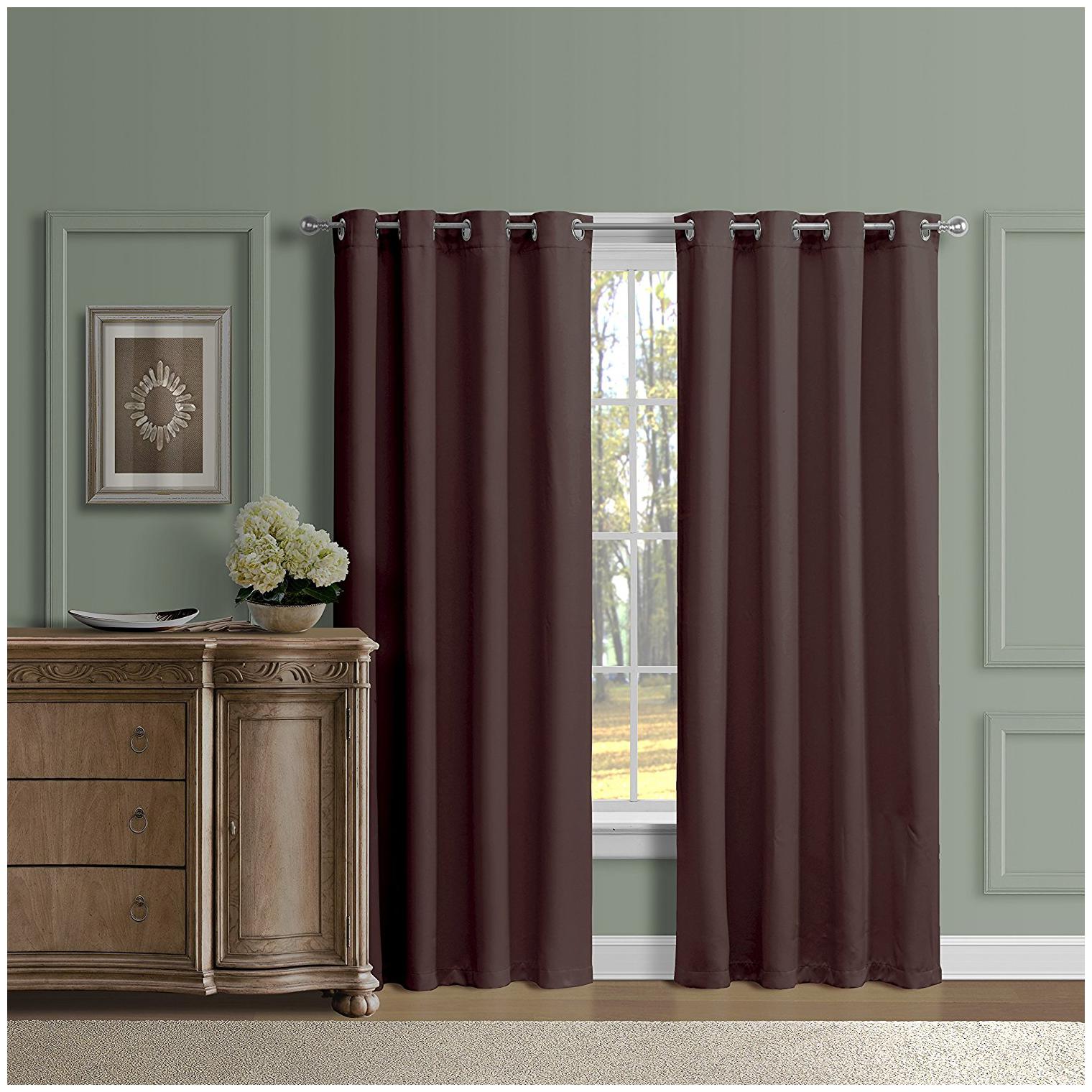 

American-Elm Both Sided Brown Color Room Darkening Blackout Curtains-Two Panels Long Door- (137 cm (54 inch) x 274 cm (108 inch))