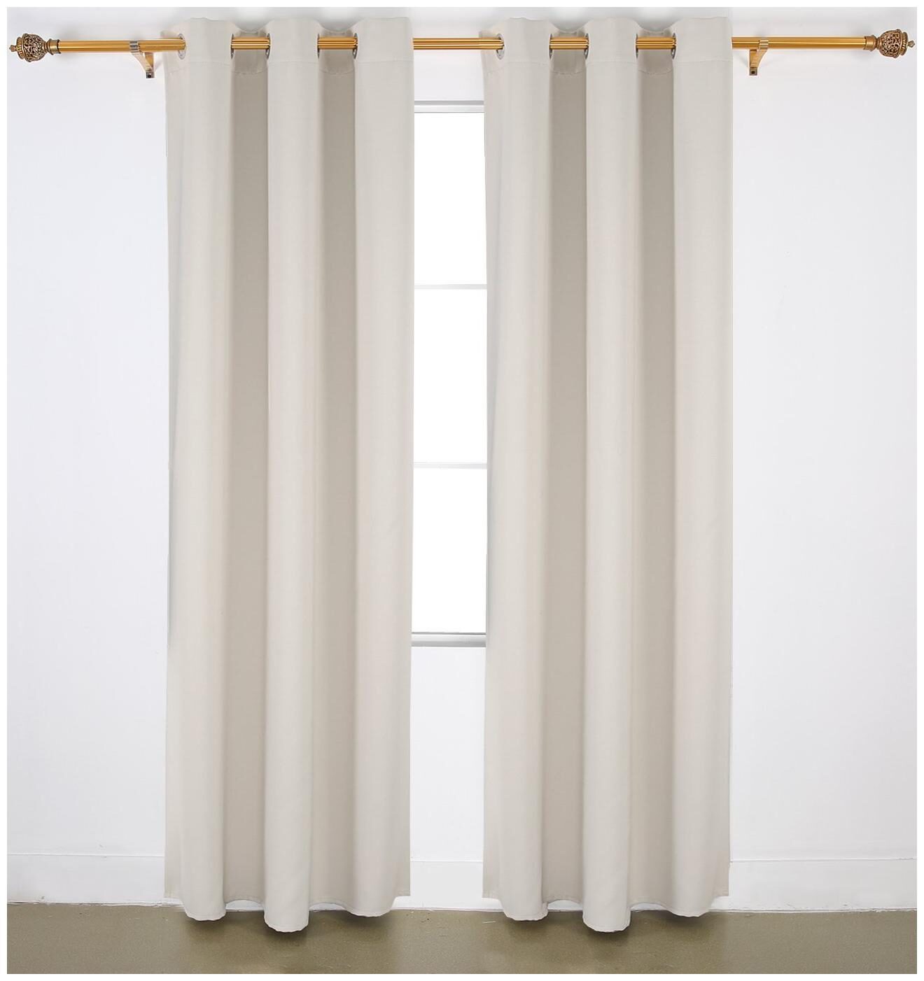 

American-Elm Both Sided Light Beige Room Darkening Blackout Curtains-Two Panels Door- (137 cm (54 inch) x 213 cm (84 inch))