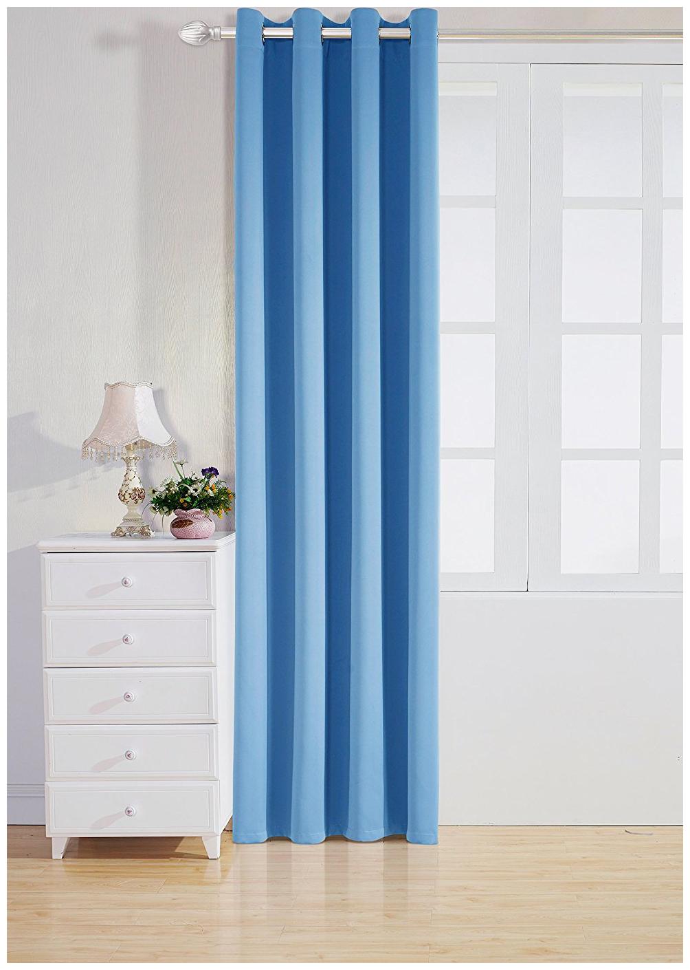 

American-Elm Pack of 1 Two Sided SkyBlue Color Room Darkening Blackout Curtains Long Door- (137 cm (54 inch) x 274 cm (108 inch))