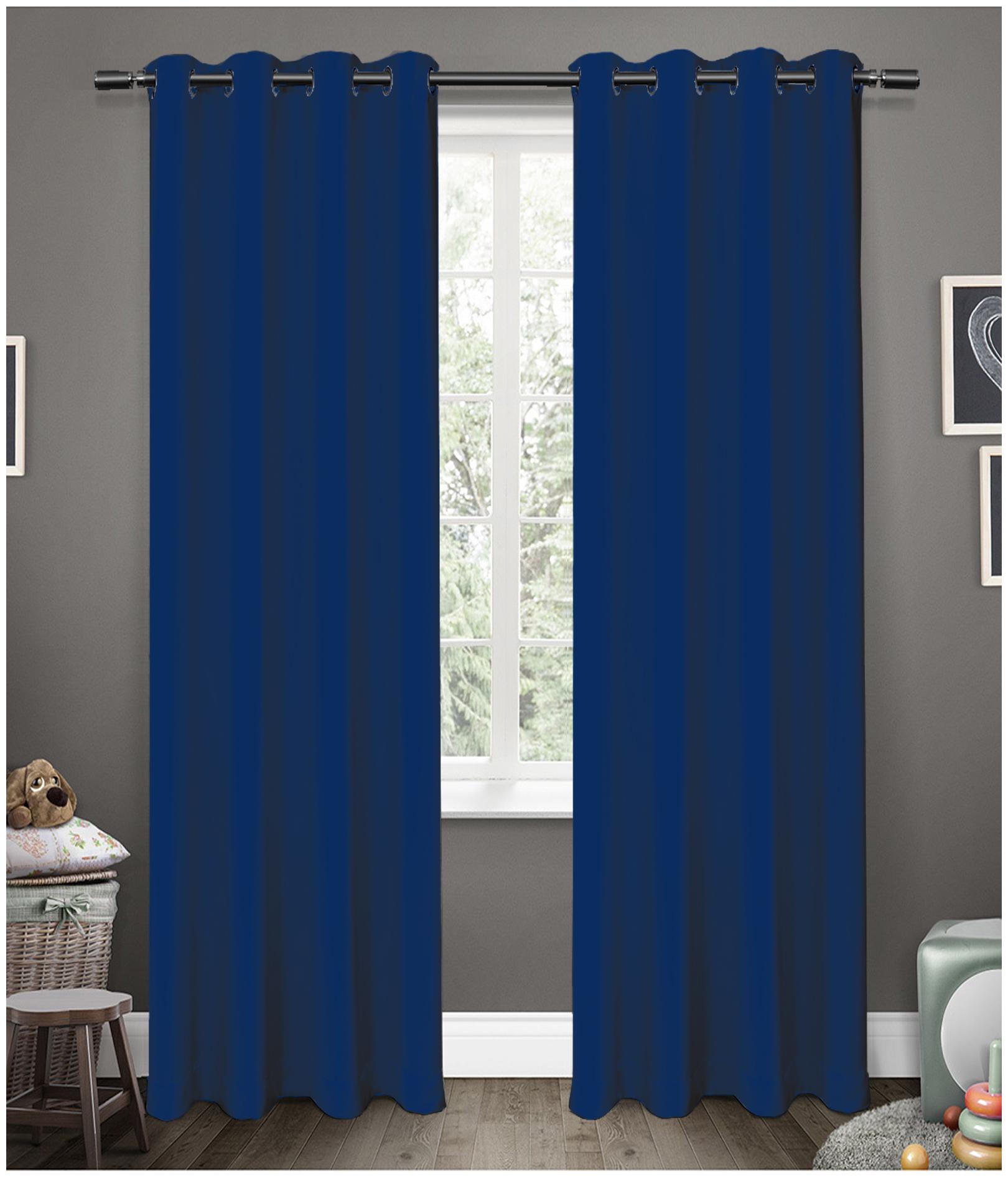 

American-Elm Glorious Blue Grommet 2 Panel Blackout Curtains Long Door- (137 cm (54 inch) x 274 cm (108 inch))
