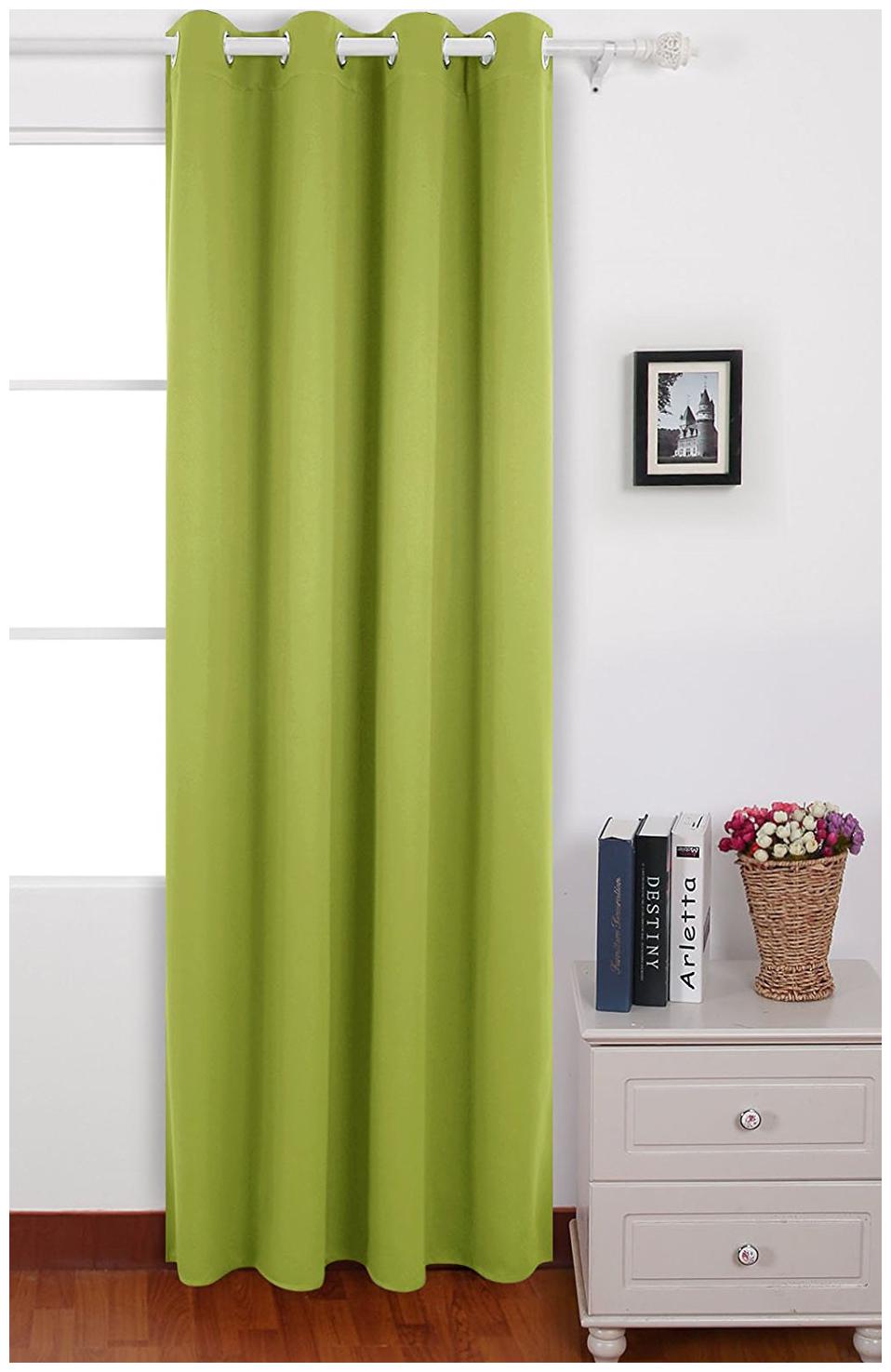 

American-Elm Pack of 1 Two Sided ParrotGreen Color Room Darkening Blackout Curtains Door- (137 cm (54 inch) x 213 cm (84 inch))