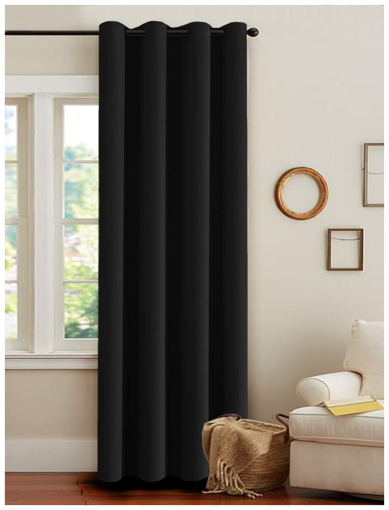 

American-Elm Pack of 1 Two Sided JetBlack Color Room Darkening Blackout Curtains Long Door- (137 cm (54 inch) x 274 cm (108 inch))