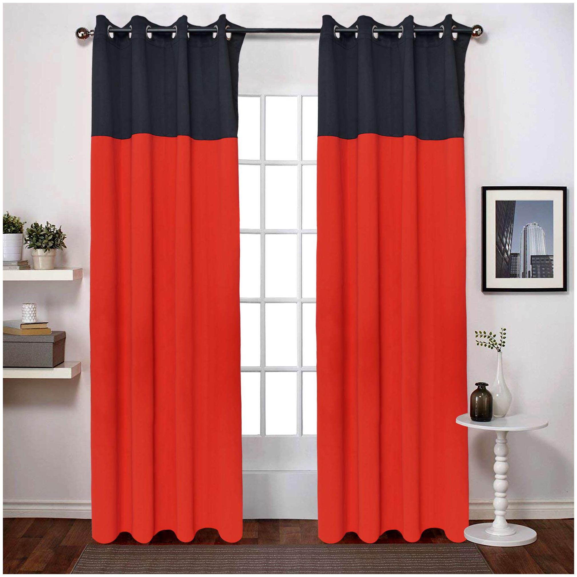 

American-Elm 2 Panel Red and Black Superior Quality twin Colour Room Darkening Blackout Curtains For Window (137 cm (54 inch) x 152 cm (60 inch))