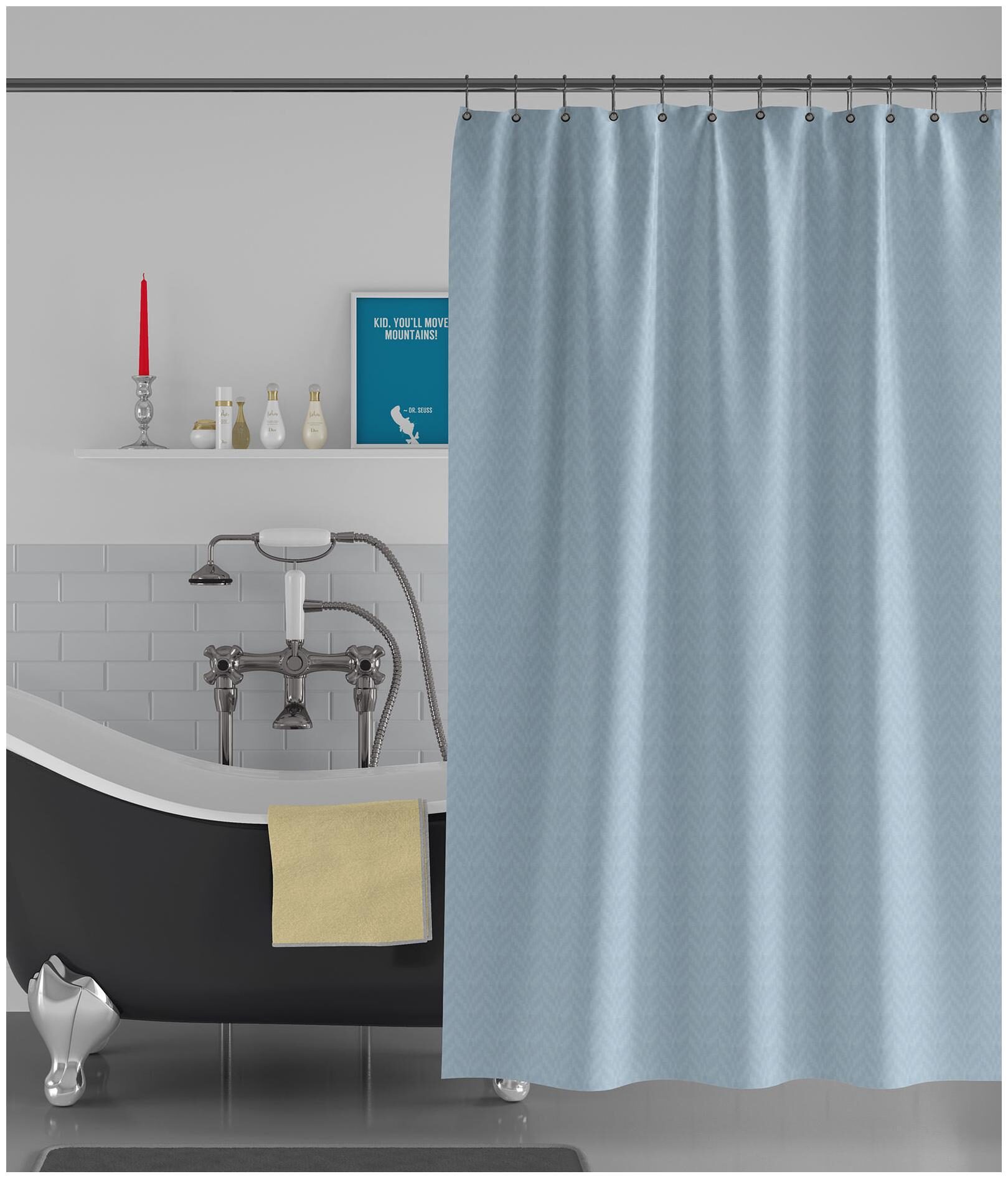 

American-Elm Box Textured Anti Bacterial Water-Repellent Shower Curtain Bathroom Curtains (183 cm (72 inch) x 183 cm (72 inch))