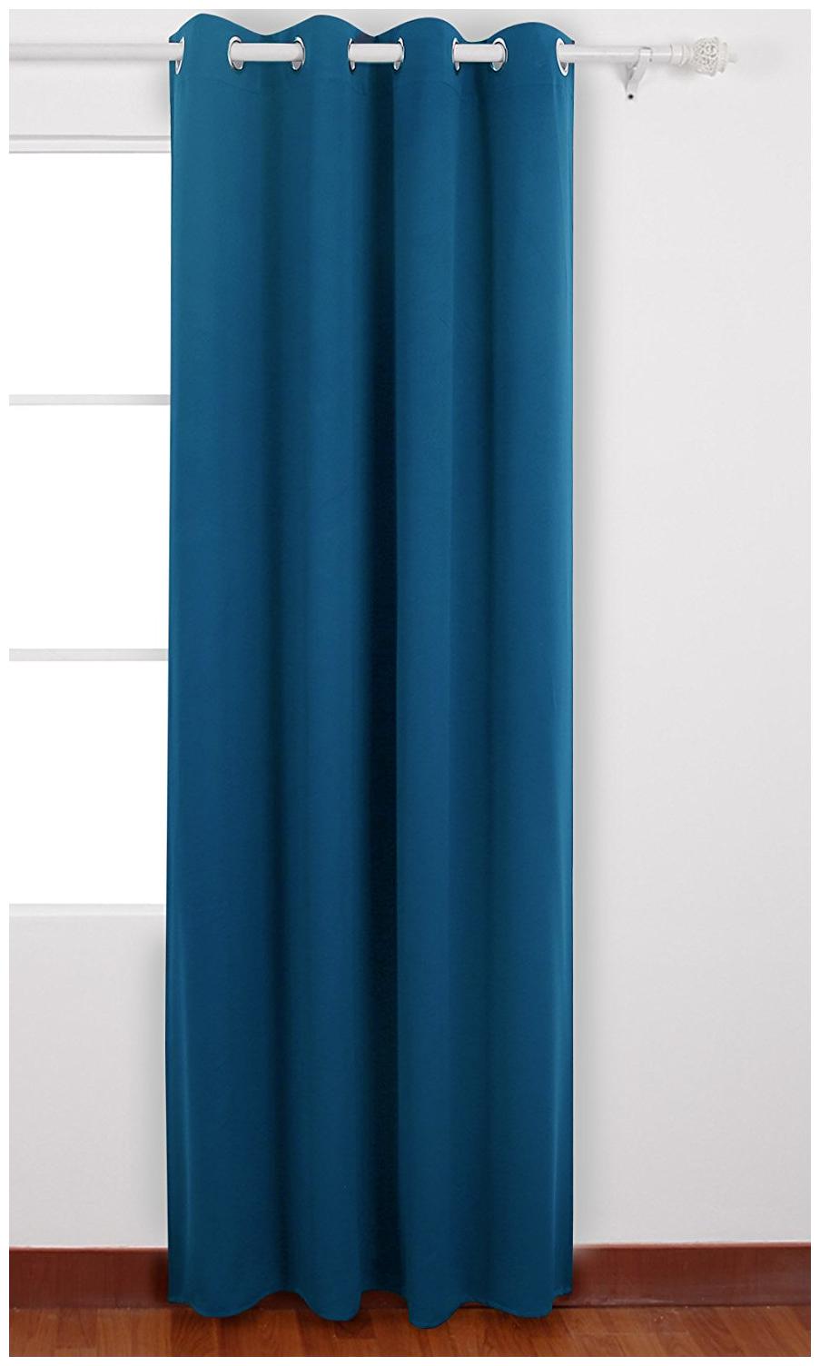 

American-Elm Pack of 1 Two Sided Blue Color Room Darkening Blackout Curtains Long Door- (137 cm (54 inch) x 274 cm (108 inch))