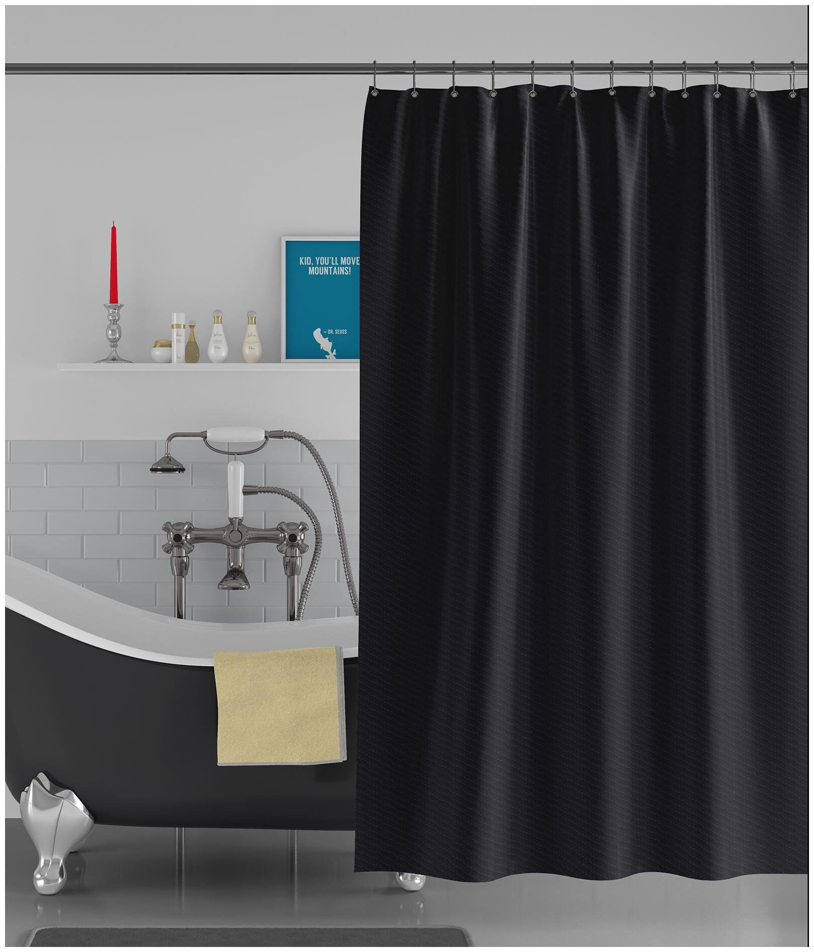 

American-Elm Wave Textured Anti Bacterial Water-Repellent Shower Curtain Bathroom Curtains (122 cm (48 inch) x 243 cm (96 inch))