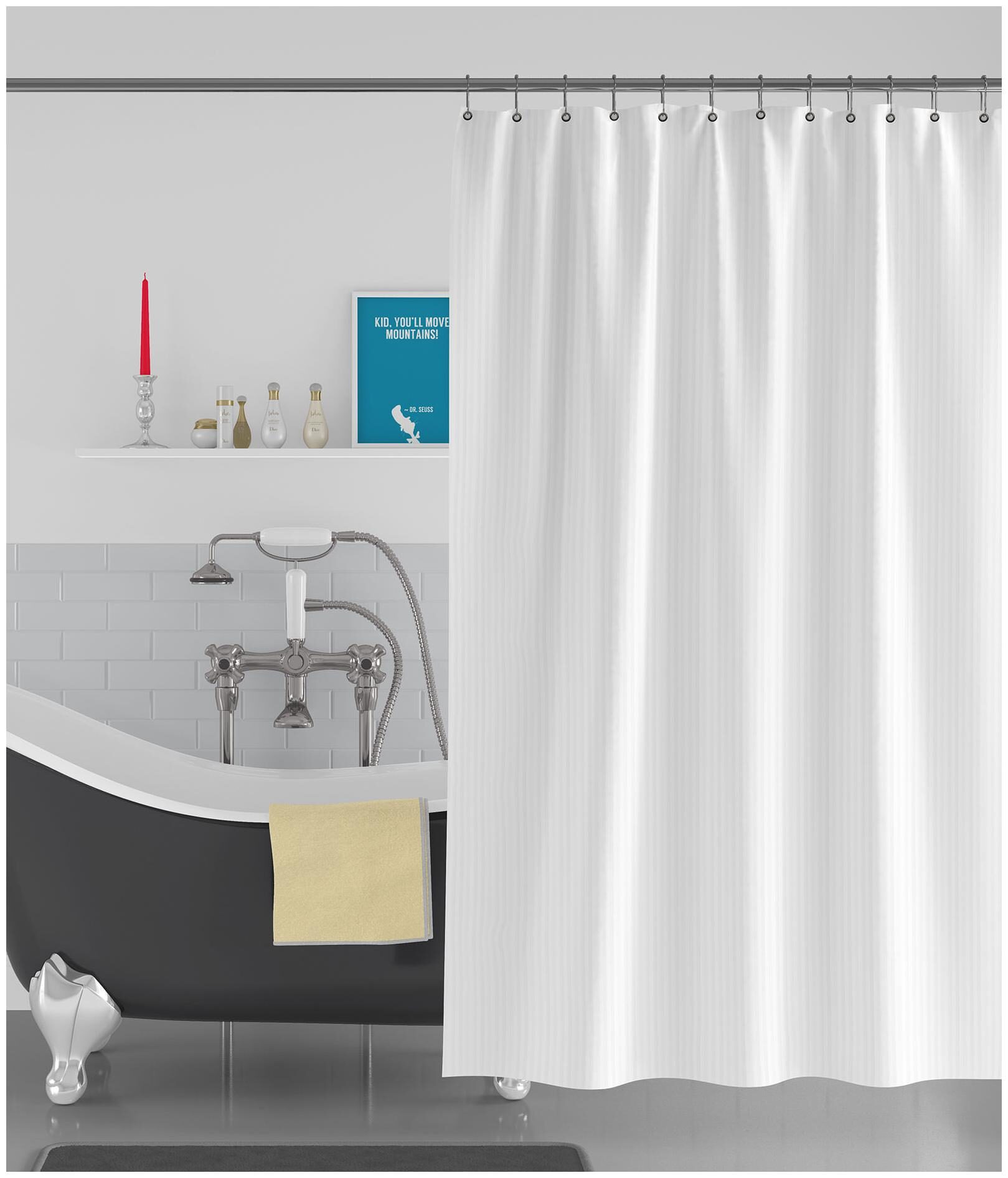

American-Elm Stripes Self Designed Anti Bacterial Water-Repellent Shower Curtain Bathroom Curtains (183 cm (72 inch) x 183 cm (72 inch))