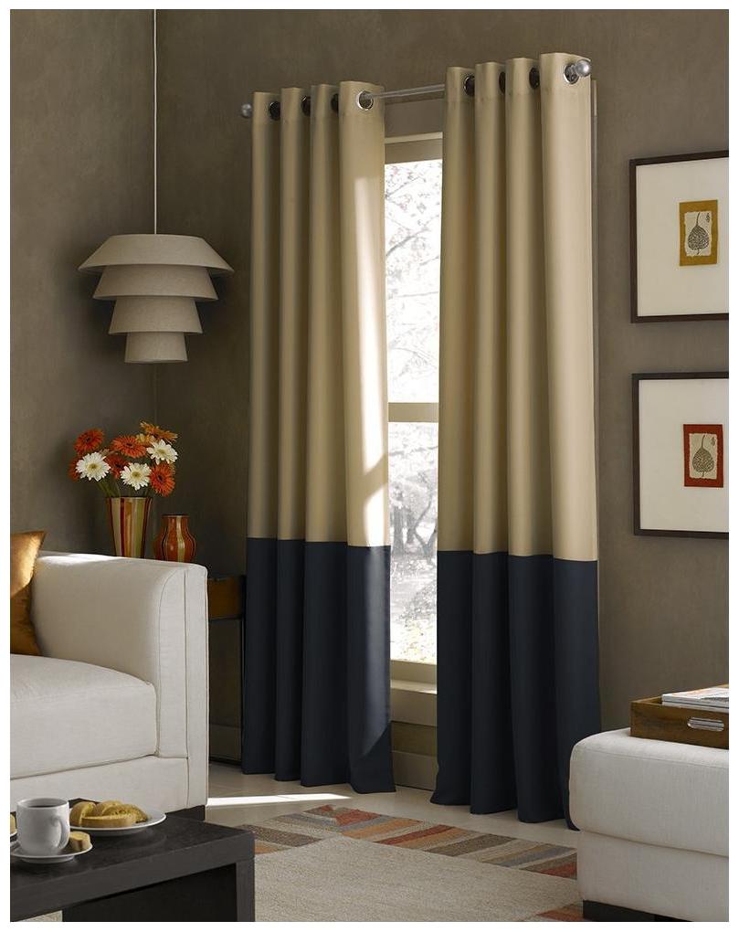 

American-Elm Set Of 2 Both Sided Blue-LightBeige Color Room Darkening Blackout Twins Curtains Long Door- (137 cm (54 inch) x 274 cm (108 inch))