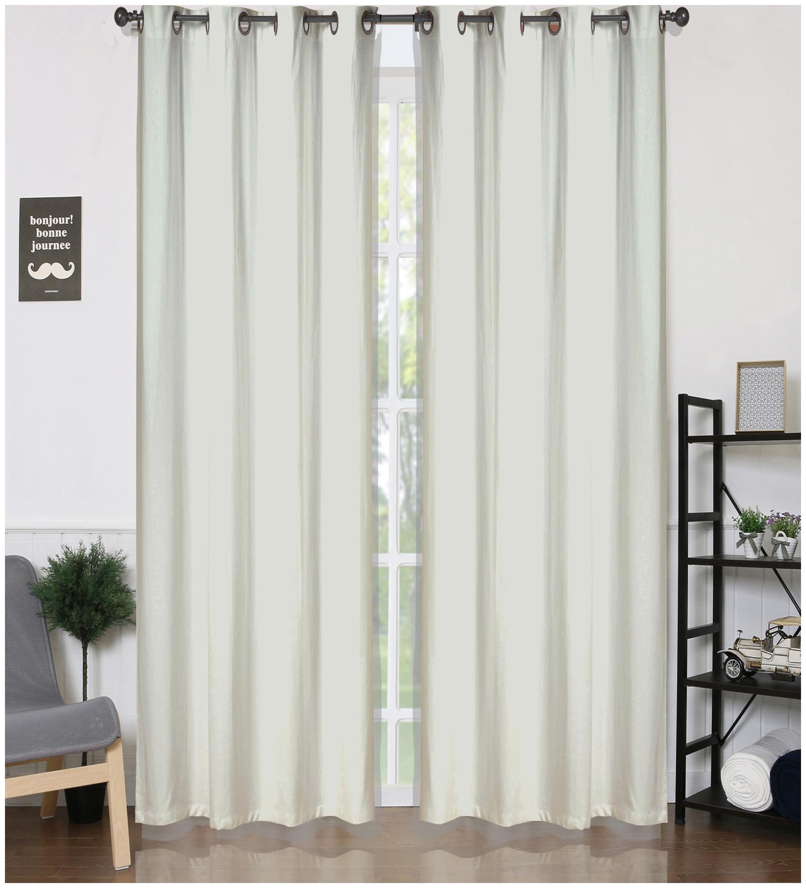 

American-Elm Light Beige Solid Shine Room Darkening Blackout Grommet Curtains Window- (122 cm (48 inch) x 152 cm (60 inch))