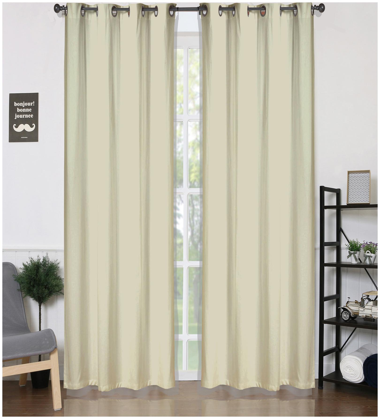 

American-Elm Beige Solid Shine Light Blocking Blackout Grommet Curtains Window- (122 cm (48 inch) x 152 cm (60 inch))