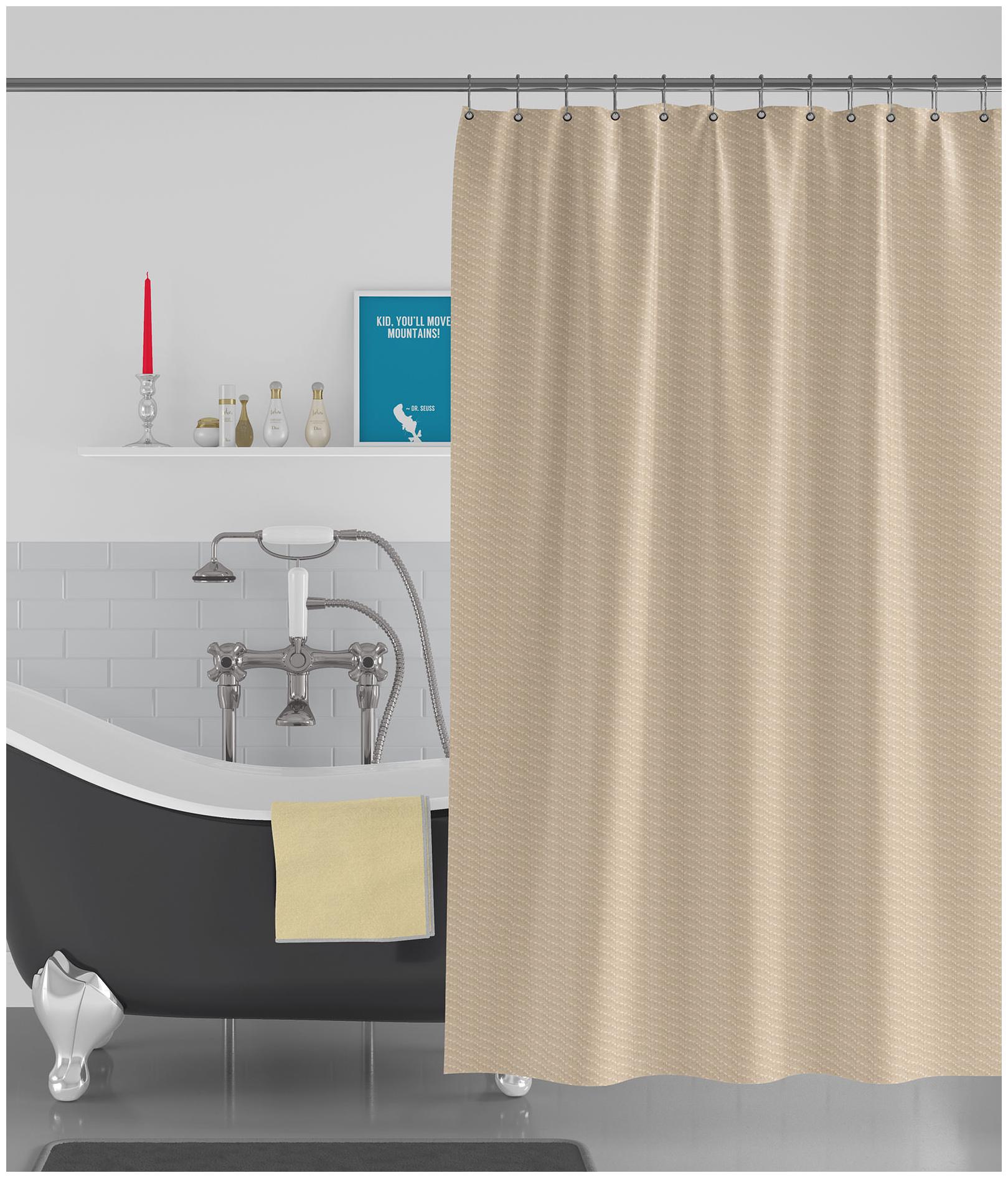 

American-Elm Wave Textured Anti Bacterial Water-Repellent Shower Curtain Bathroom Curtains (122 cm (48 inch) x 182 cm (72 inch))