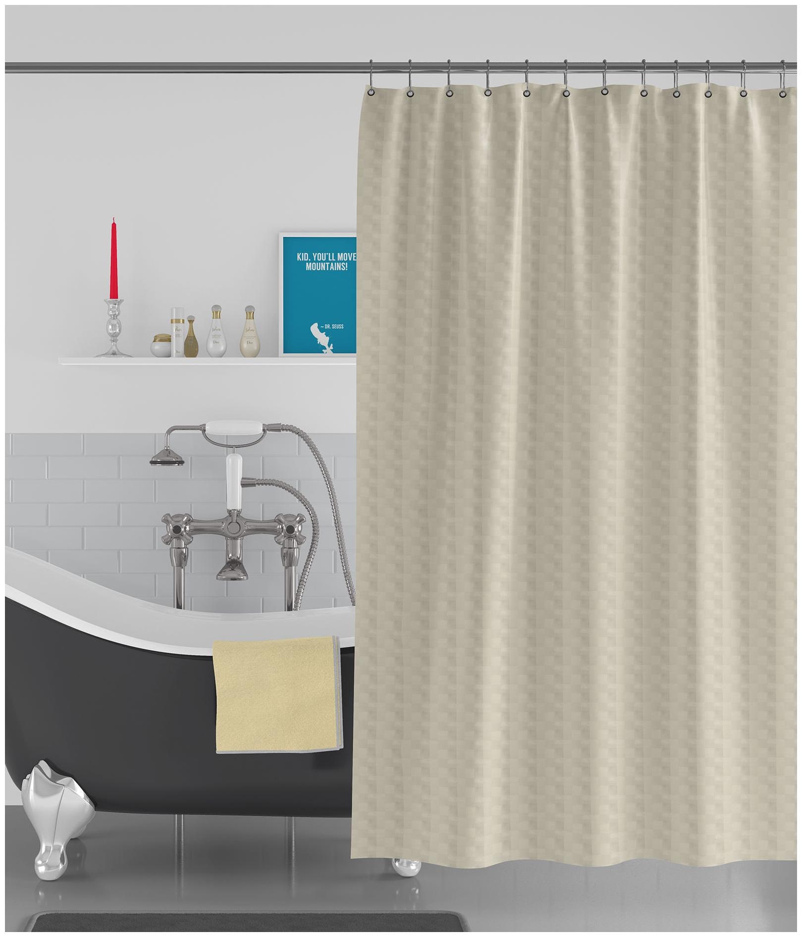 

American-Elm Cube Designed Anti Bacterial Water-Repellent Shower Curtain Bathroom Curtains (122 cm (48 inch) x 243 cm (96 inch))