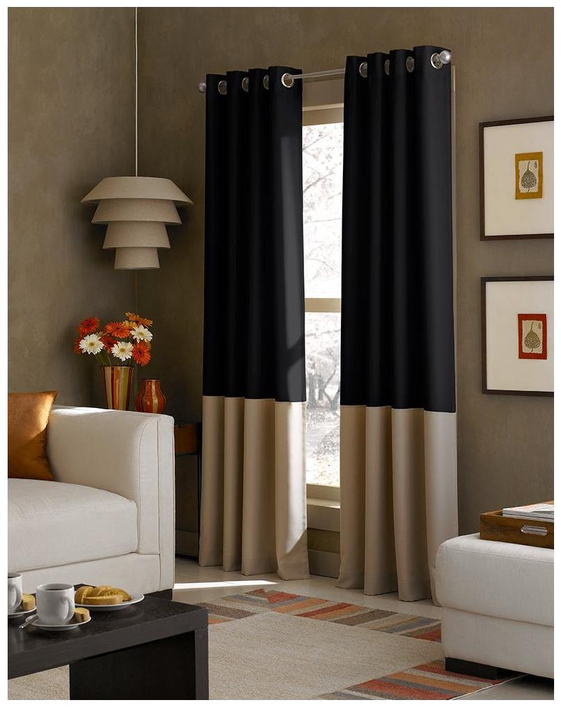 

American-Elm Set Of 2 Both Sided Black-LightBrown Color Room Darkening Blackout Twins Curtains Window (137 cm (54 inch) x 152 cm (60 inch))