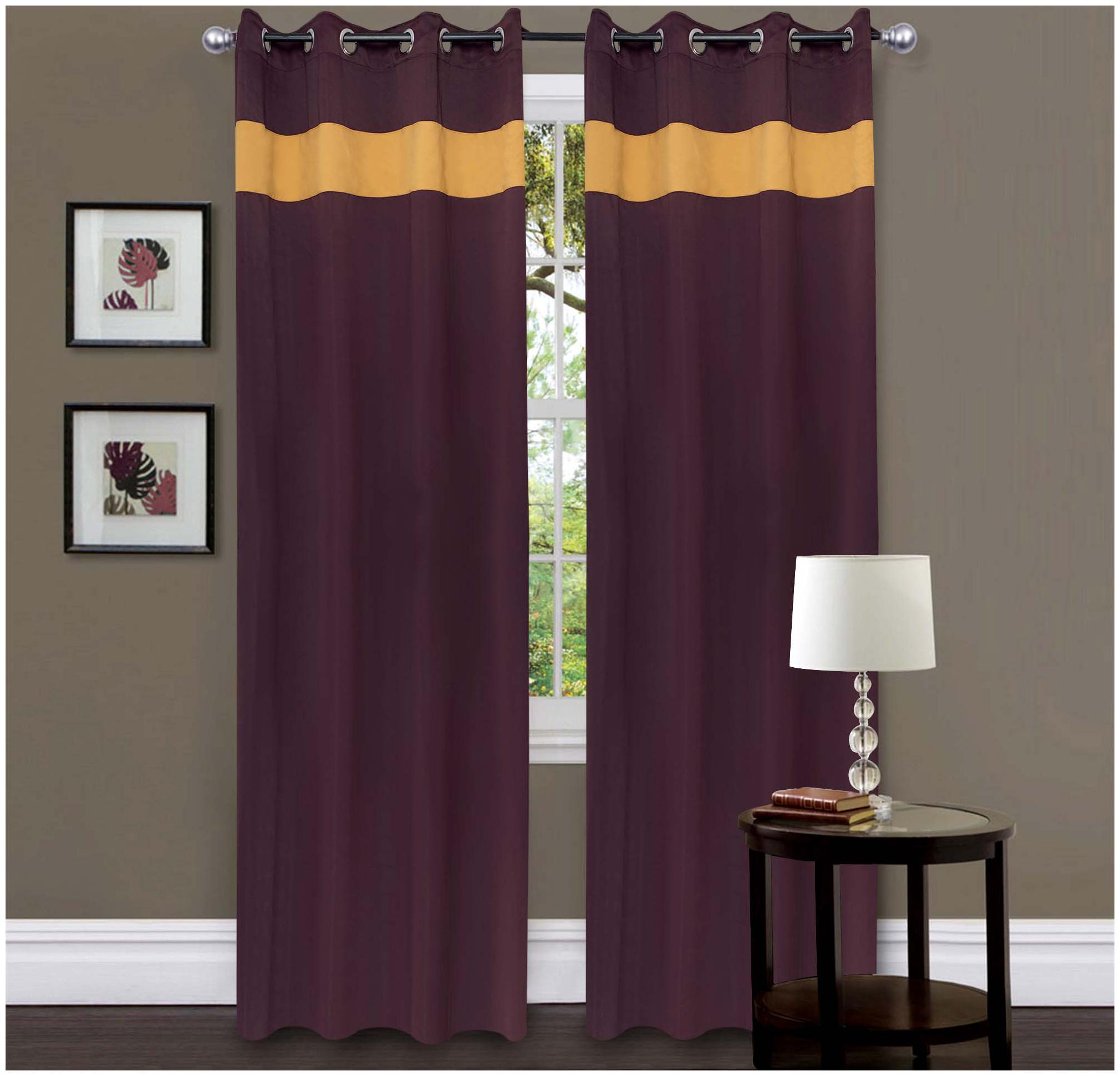 

American-Elm 2 Panel RobyWine and Orange Imported Premium two Colour Room Darkening Blackout Curtains For Door (137 cm (54 inch) x 213 cm (84 inch))