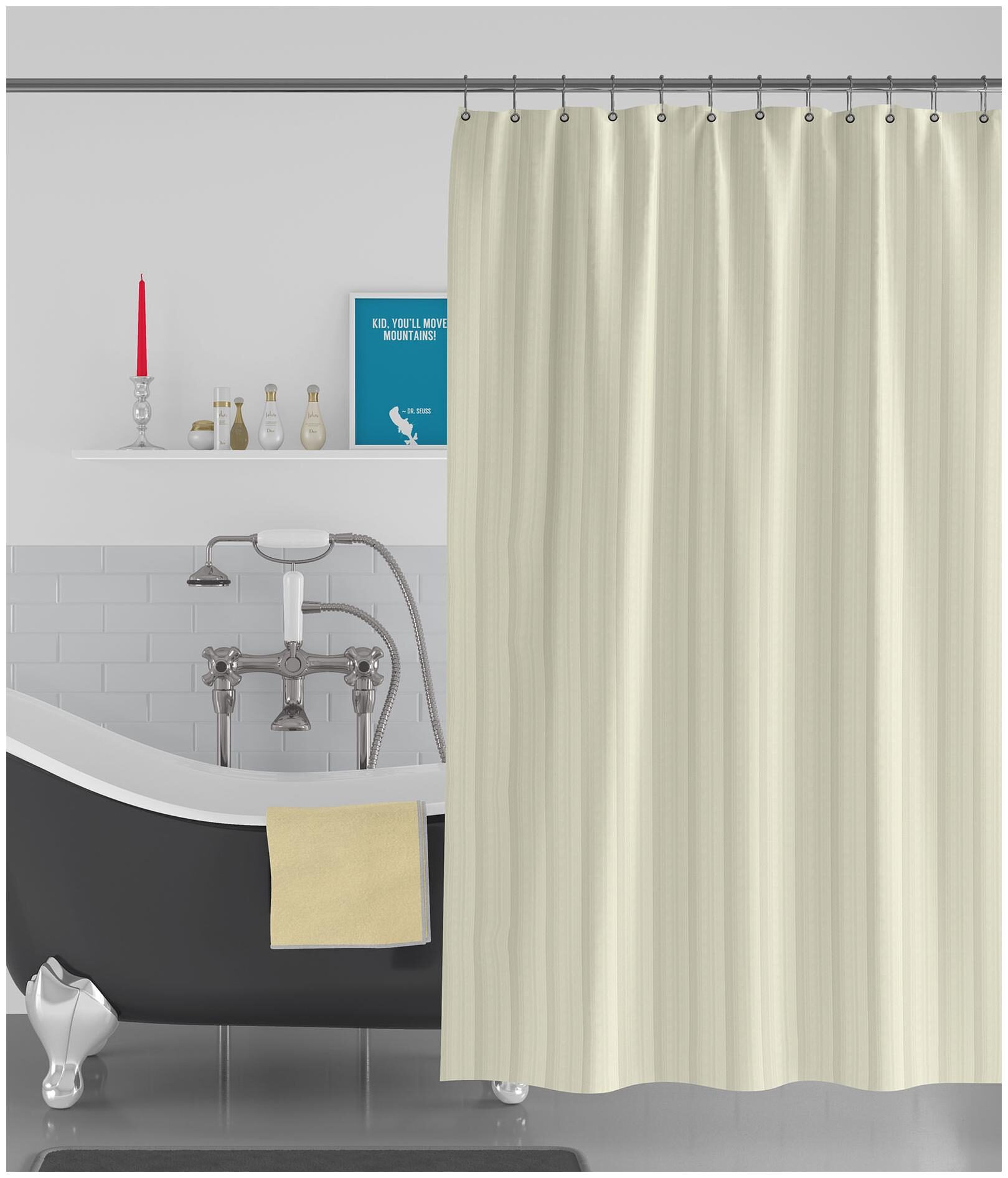 

American-Elm Stripes Self Designed Anti Bacterial Water-Repellent Shower Curtain Bathroom Curtains (122 cm (48 inch) x 182 cm (72 inch))