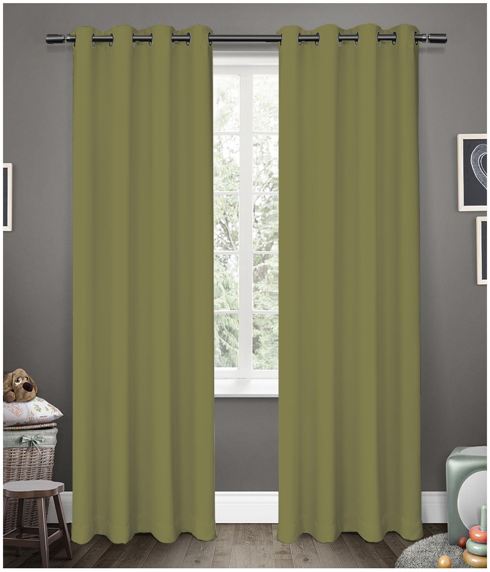 

American-Elm Glorious GreenOlive Grommet 2 Panel Blackout Curtains Door- (137 cm (54 inch) x 213 cm (84 inch))