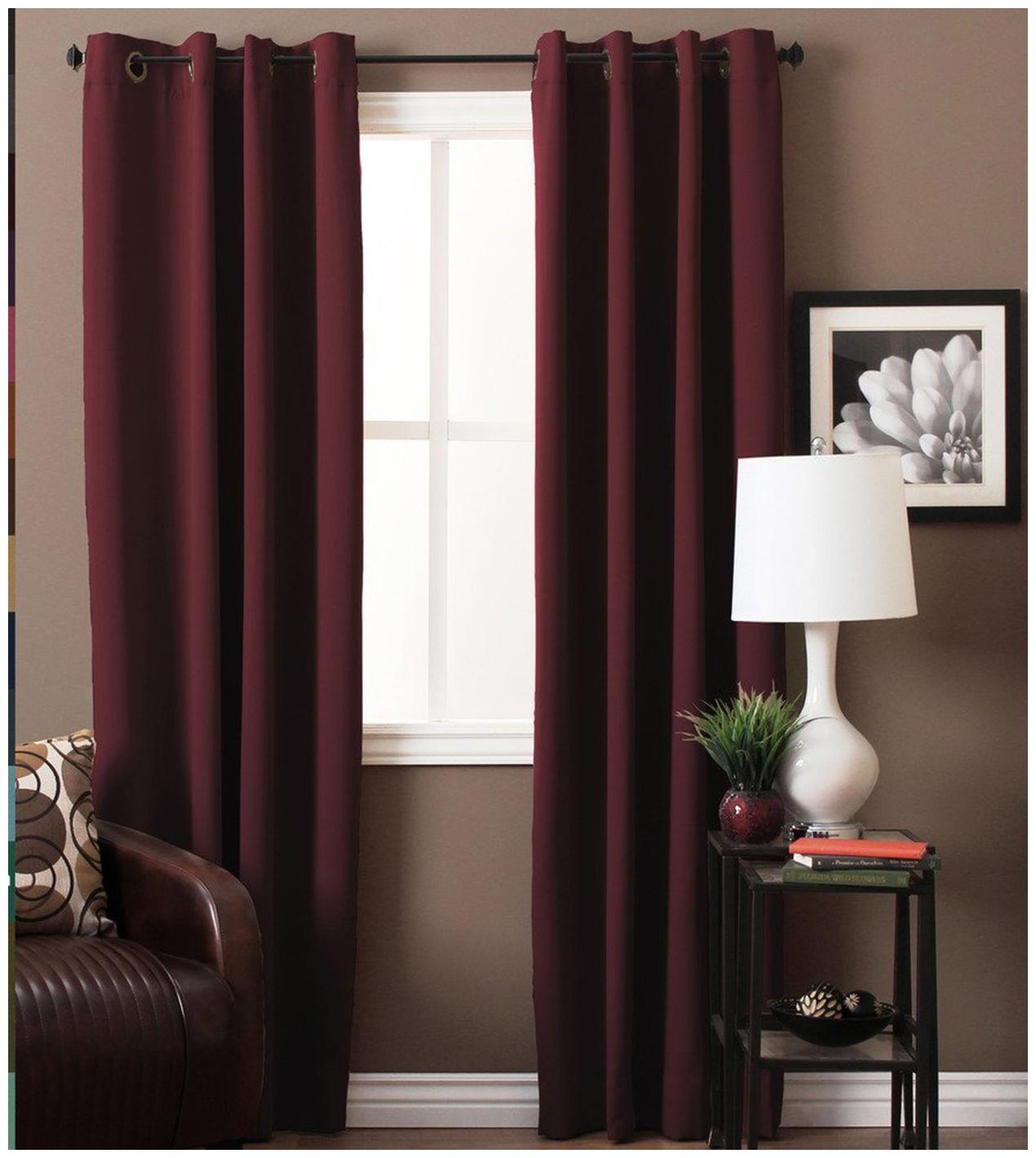 

American-Elm Both Sided RobyWine Color Room Darkening Blackout Curtains-Two Panels Long Door- (137 cm (54 inch) x 274 cm (108 inch))