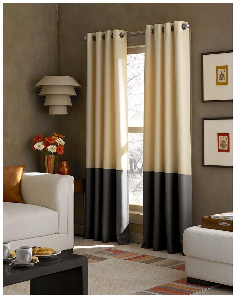 

American-Elm Set Of 2 Both Sided Beige-Grey Color Room Darkening Blackout Twins Curtains Door- (137 cm (54 inch) x 213 cm (84 inch))