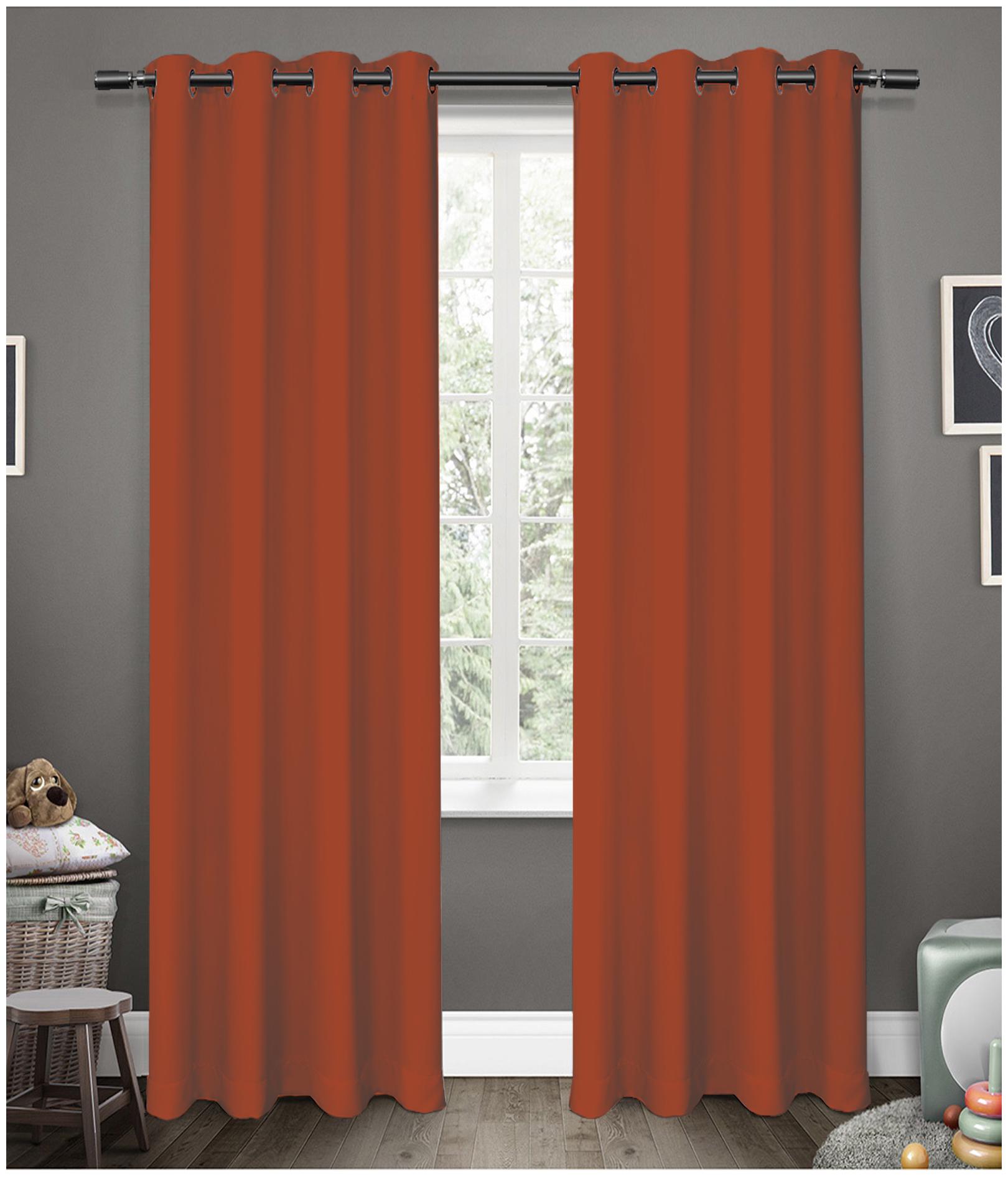 

American-Elm Glorious OrangeRed Grommet 2 Panel Light Blocking Blackout Curtains Long Door- (137 cm (54 inch) x 274 cm (108 inch))