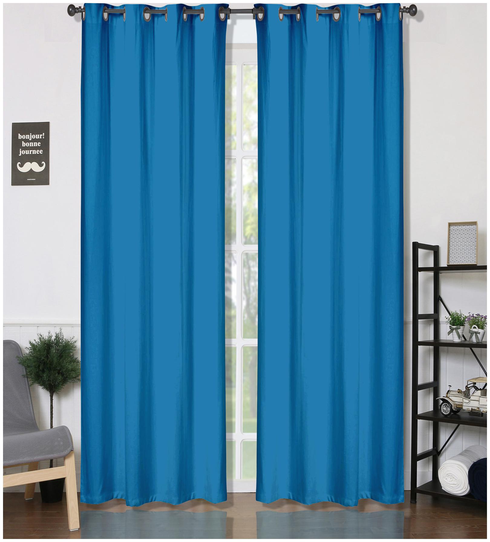 

American-Elm Turquoise Solid Shine Light Blocking Blackout Grommet Curtains Long Doors- (122 cm (48 inch) x 274 cm (108 inch))