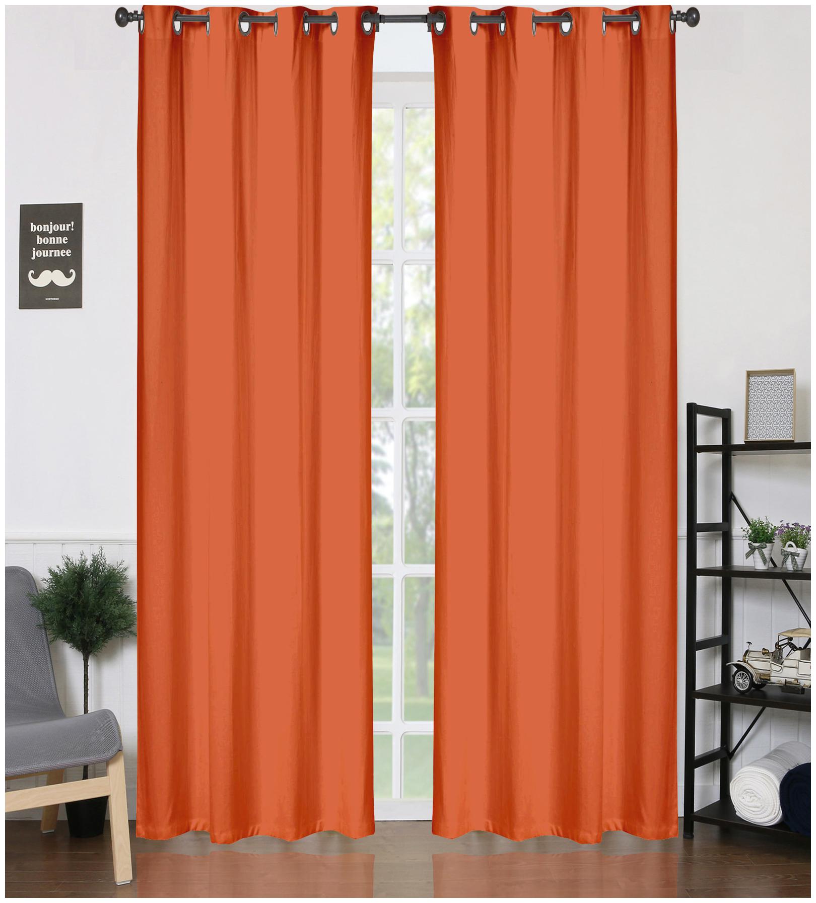 

American-Elm Orange Solid Room Darkening Blackout Grommet Curtains Door- (122 cm (48 inch) x 213 cm (84 inch))
