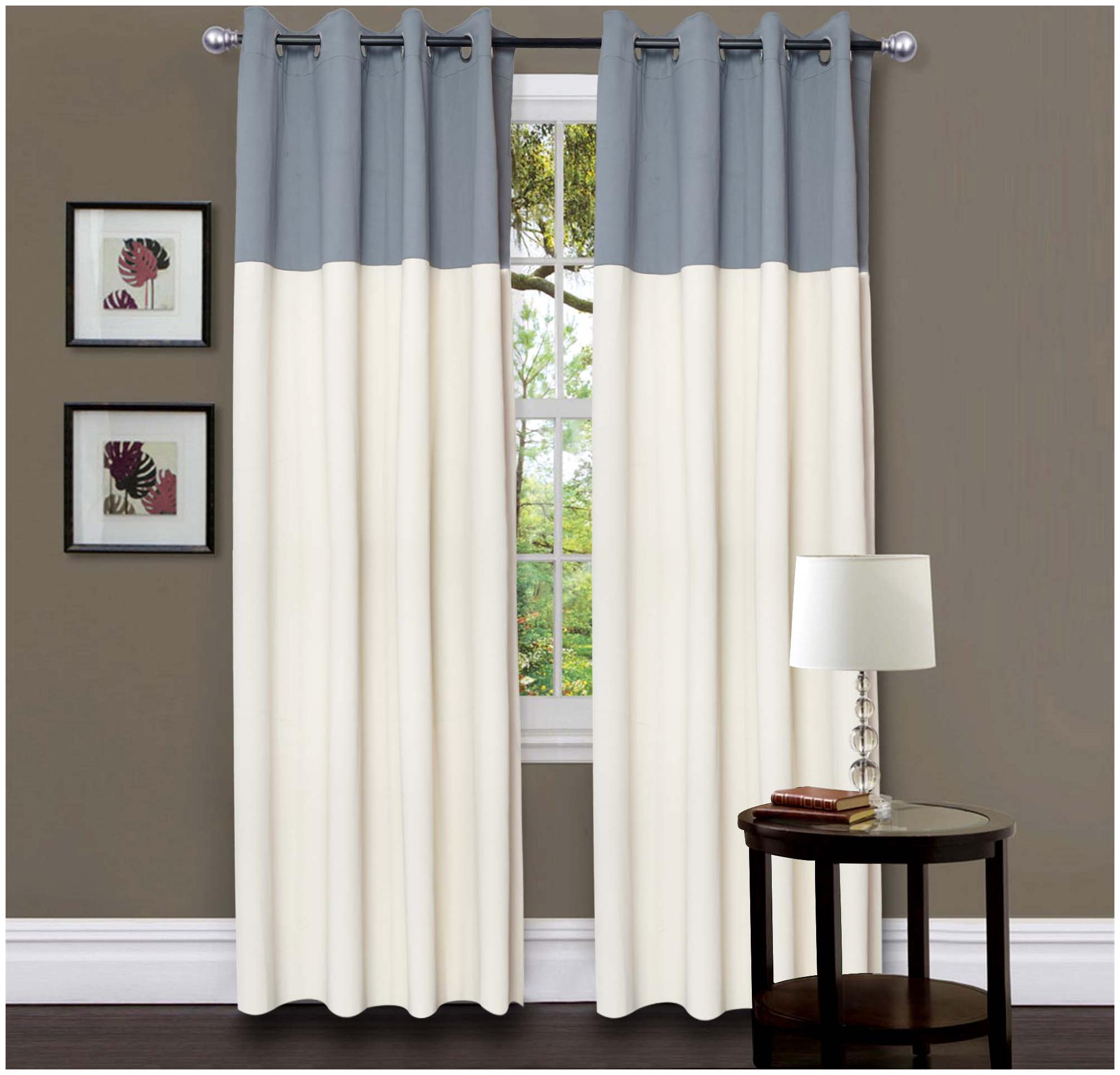 

American-Elm 2 Panel Semolina and FrostGrey Imported Premium two Colour Room Darkening Blackout Curtains For Long Door (137 cm (54 inch) x 274 cm (108 inch))