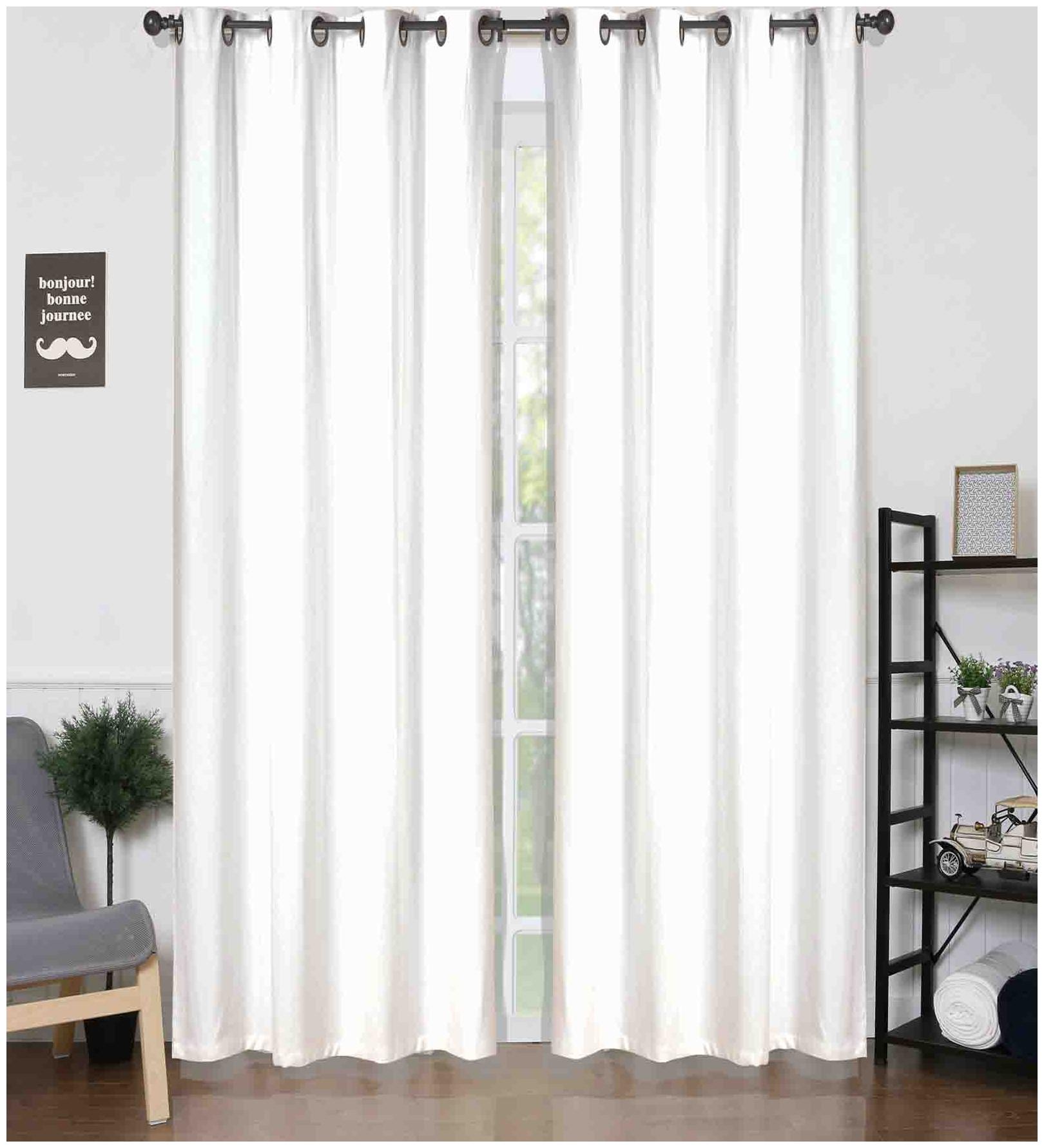 

American-Elm White Solid Shine Room Darkening Blackout Grommet Curtains Window- (122 cm (48 inch) x 152 cm (60 inch))