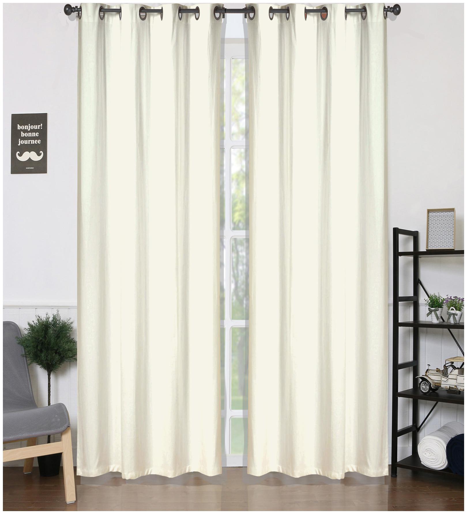 

American-Elm White Solid Shine Light Blocking Blackout Grommet Curtains Door- (122 cm (48 inch) x 213 cm (84 inch))