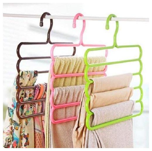 

Amextrian - 5 Layer Pants Clothes Hanger Wardrobe Storage Organizer Rack (Set of 6)
