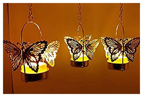 

Amextrian Butterfly Tealight Hanging Reflection Diya Decorative Iron Candle Stand for Diwali and Home Decoration