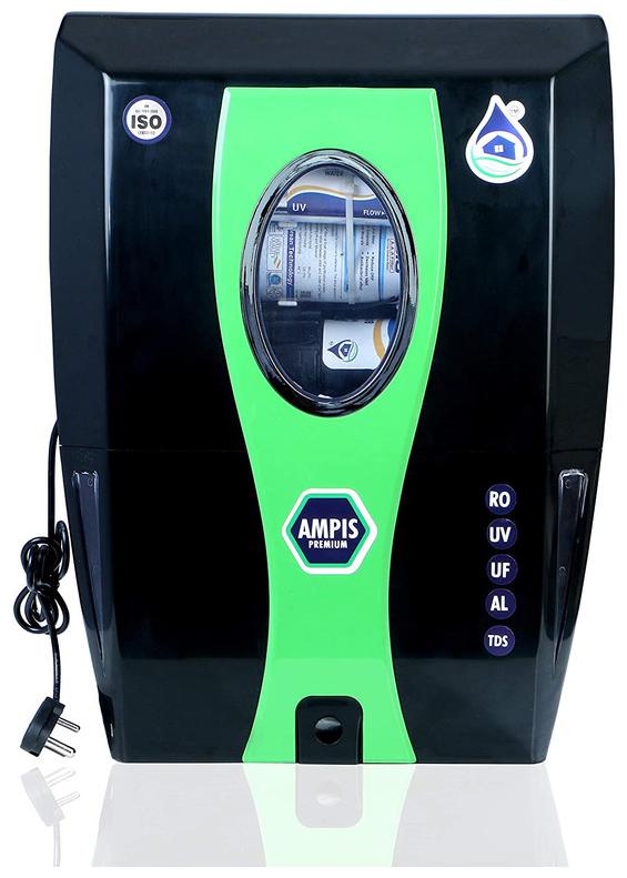 

Ampis 10 L Premium Bio Alkaline RO UV UF TDS Water Purifier with HIGH 3000 TDS Membrane (Black)