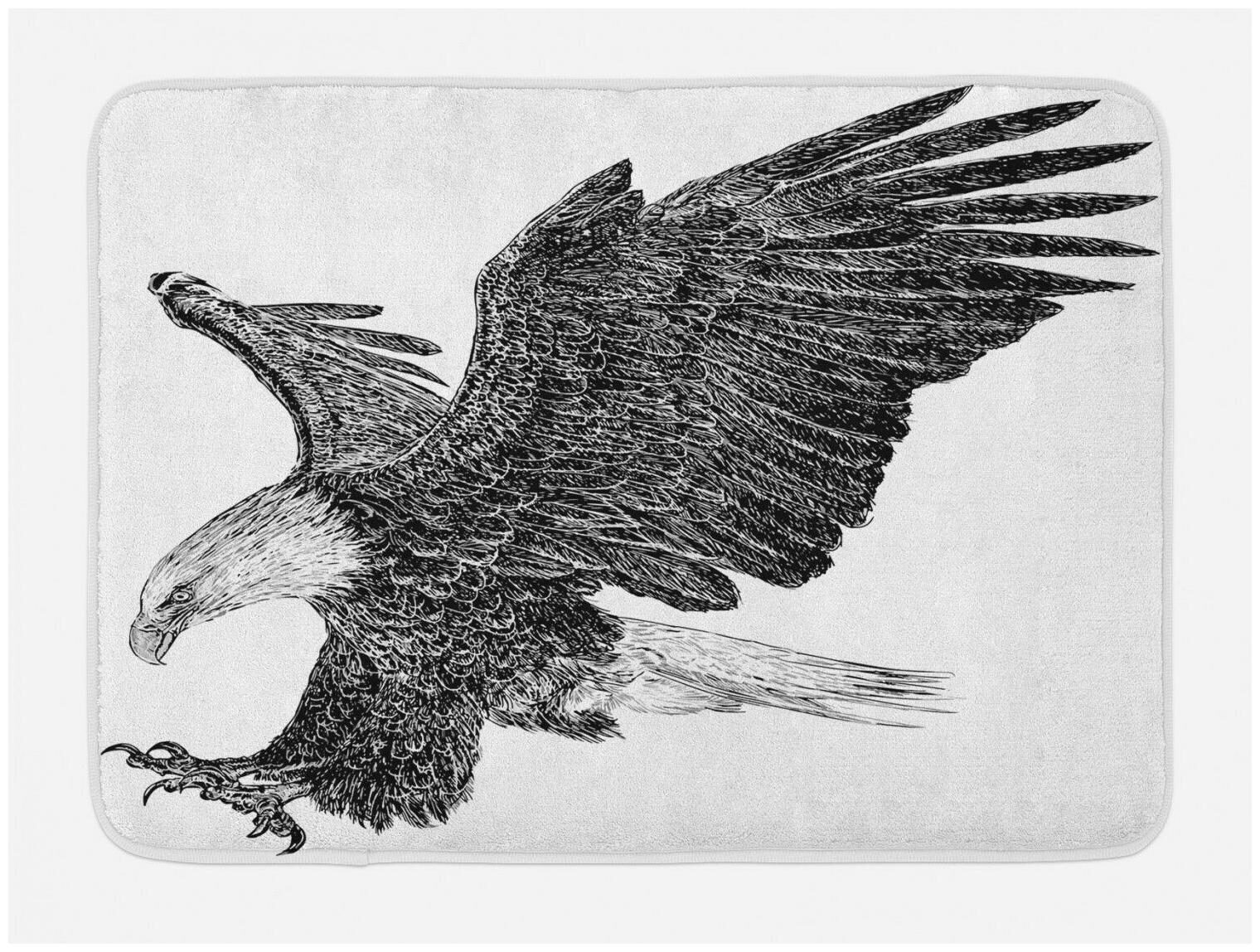 

Animal Bath Mat Bald Eagle Swoop Sketchy Non-Slip Plush Mat 29 5 X 17 5 Inches