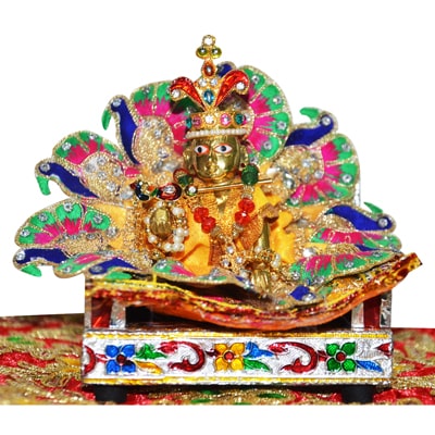 

Anjalika Brass Laddu Gopal With Vastra Shringar Set For Bal Gopal 6Cm