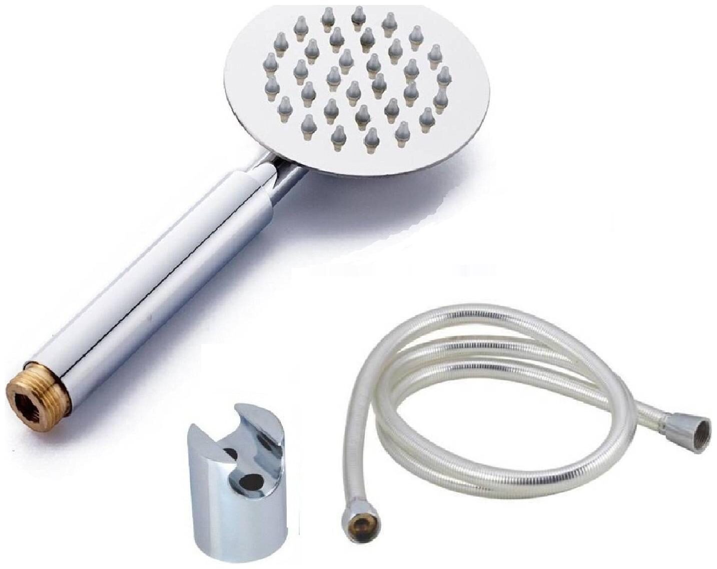 

ANMEX 225mm (9 Long) Ultra Slim 100mm (4) Round Rain Spray SS Hand Shower with 1mtr ABS Shower Tube and Wall Hook