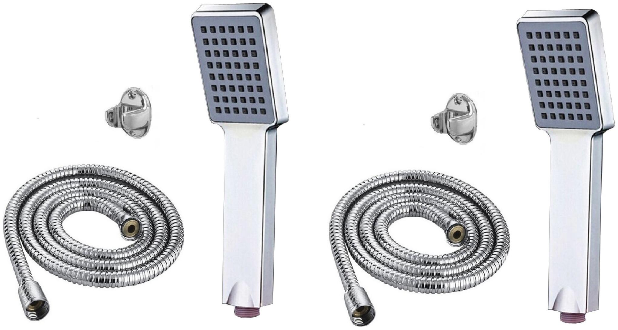 

ANMEX High Pressure ABS Square Chrome Plated Handheld Shower with 1mtr SS Shower Tube and Wall Hook