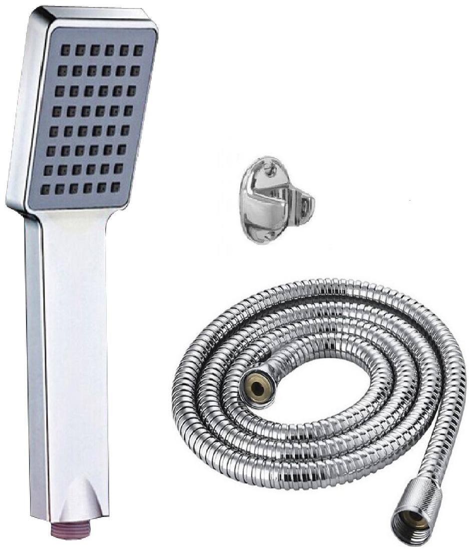 

ANMEX High Pressure ABS Square Chrome Plated Handheld Shower with 1 5mtr SS Shower Tube and Wall Hook