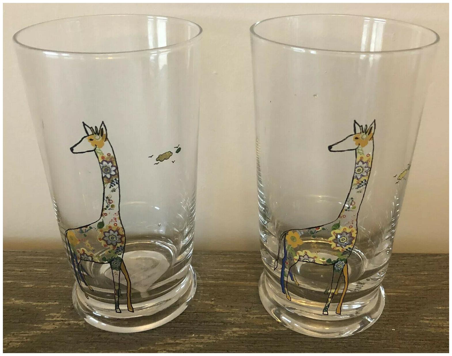 

Anthropologie Giraffe Juice Glasses New Set Of 2