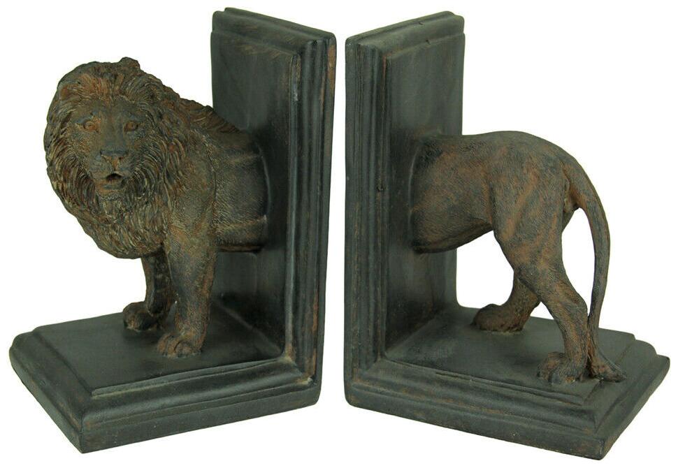

Antique Stone Finish Lion Top and Tail Bookend Set